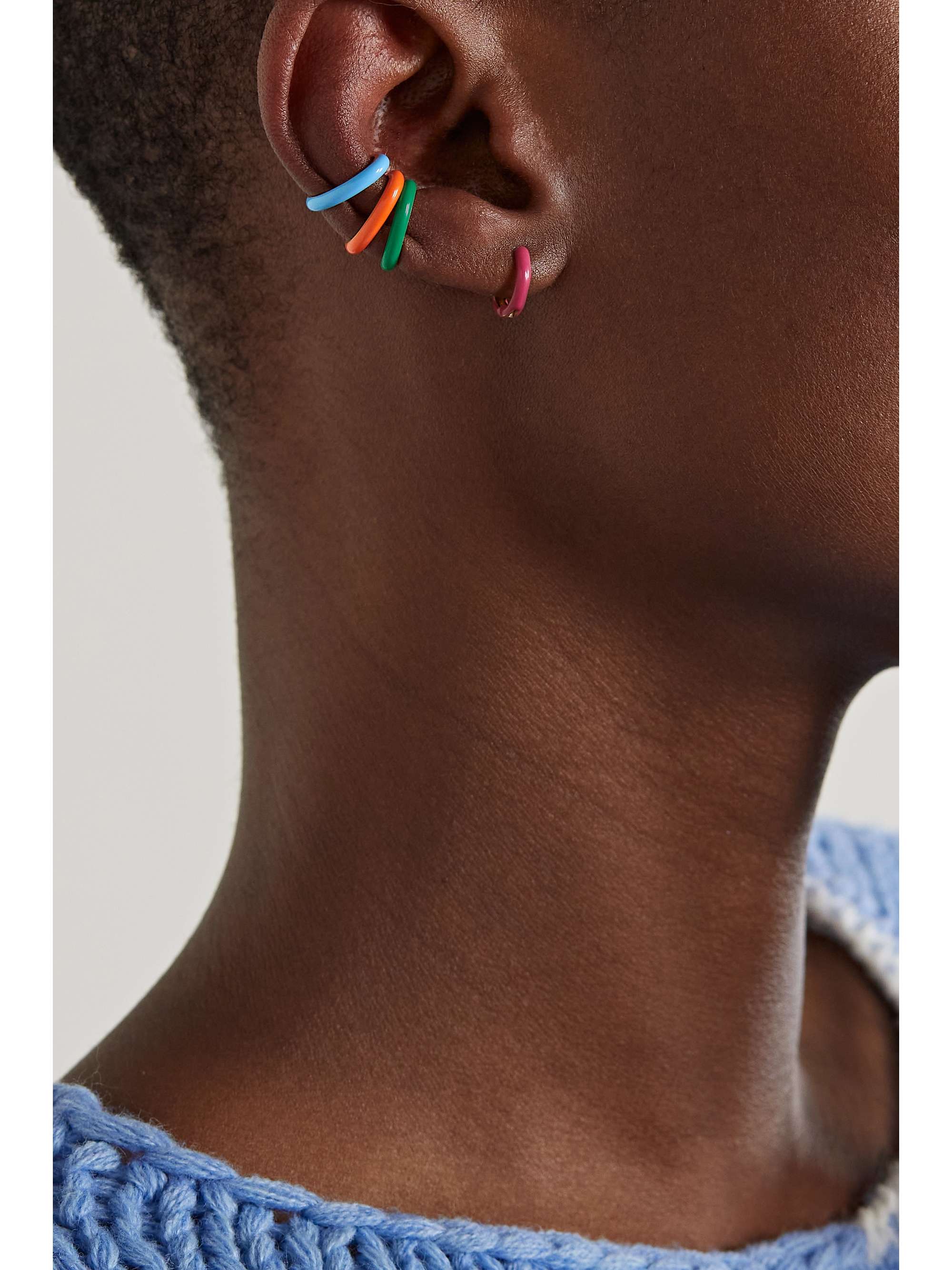 FRY POWERS Unicorn Rainbow gold and enamel ear cuff
