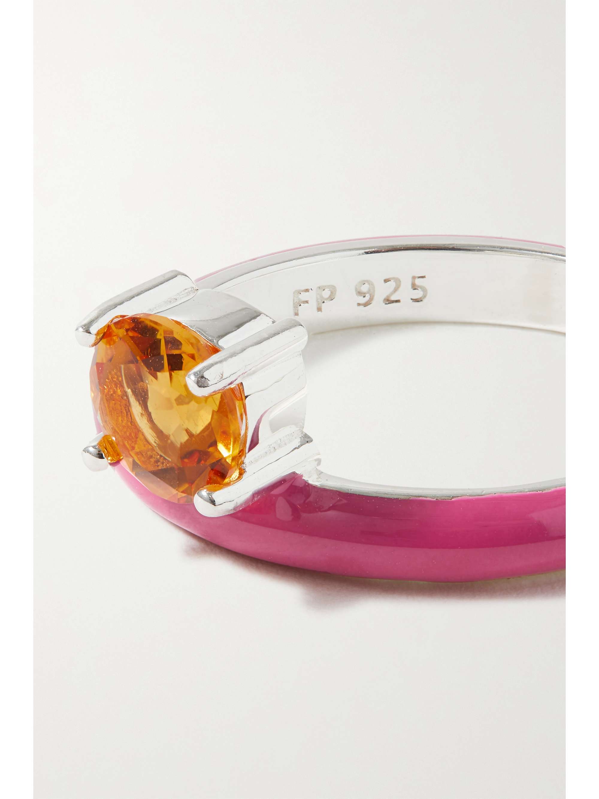 FRY POWERS Unicorn Rainbow sterling silver, enamel and citrine ring