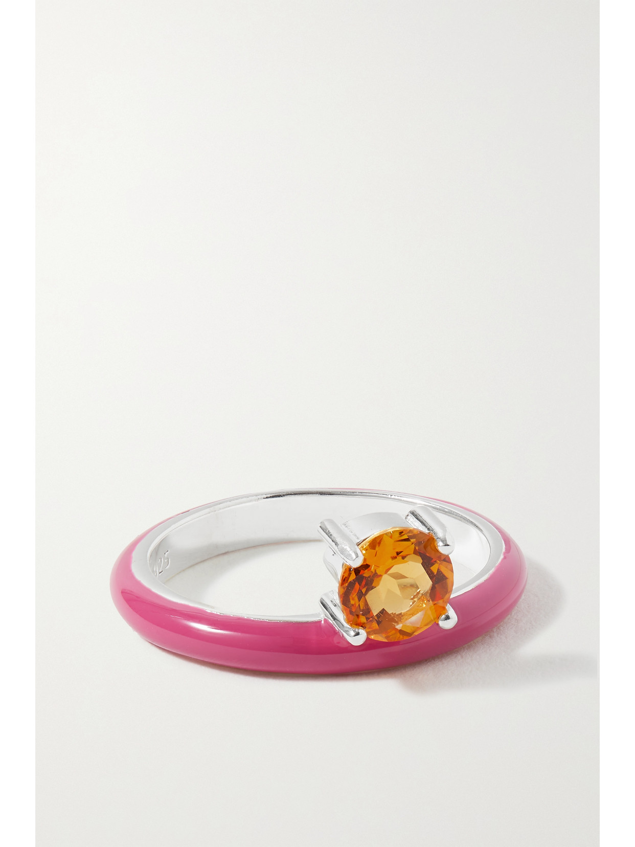 FRY POWERS - Unicorn Rainbow Sterling Silver, Enamel And Citrine Ring - Pink