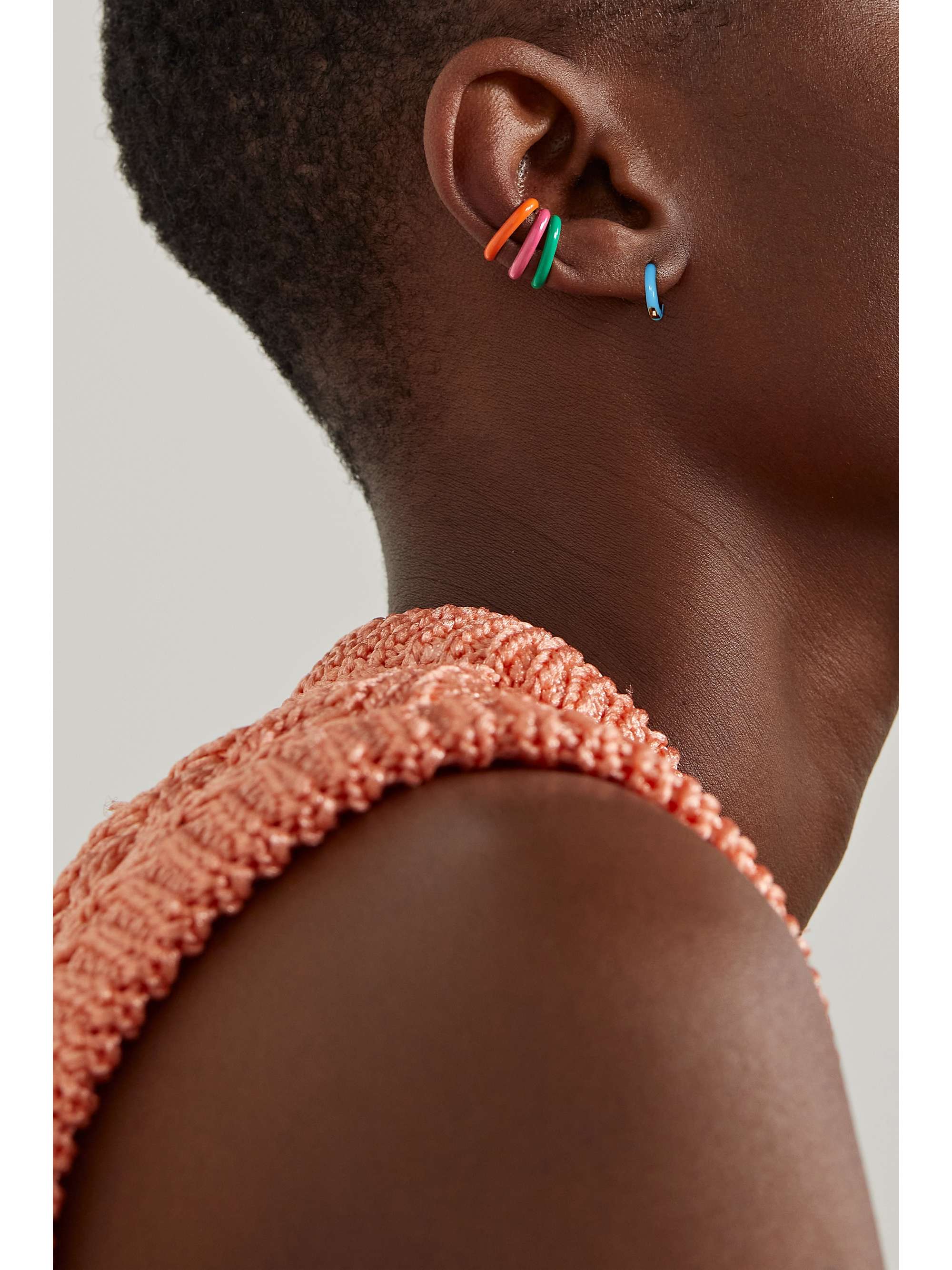 FRY POWERS Unicorn Rainbow gold and enamel ear cuff