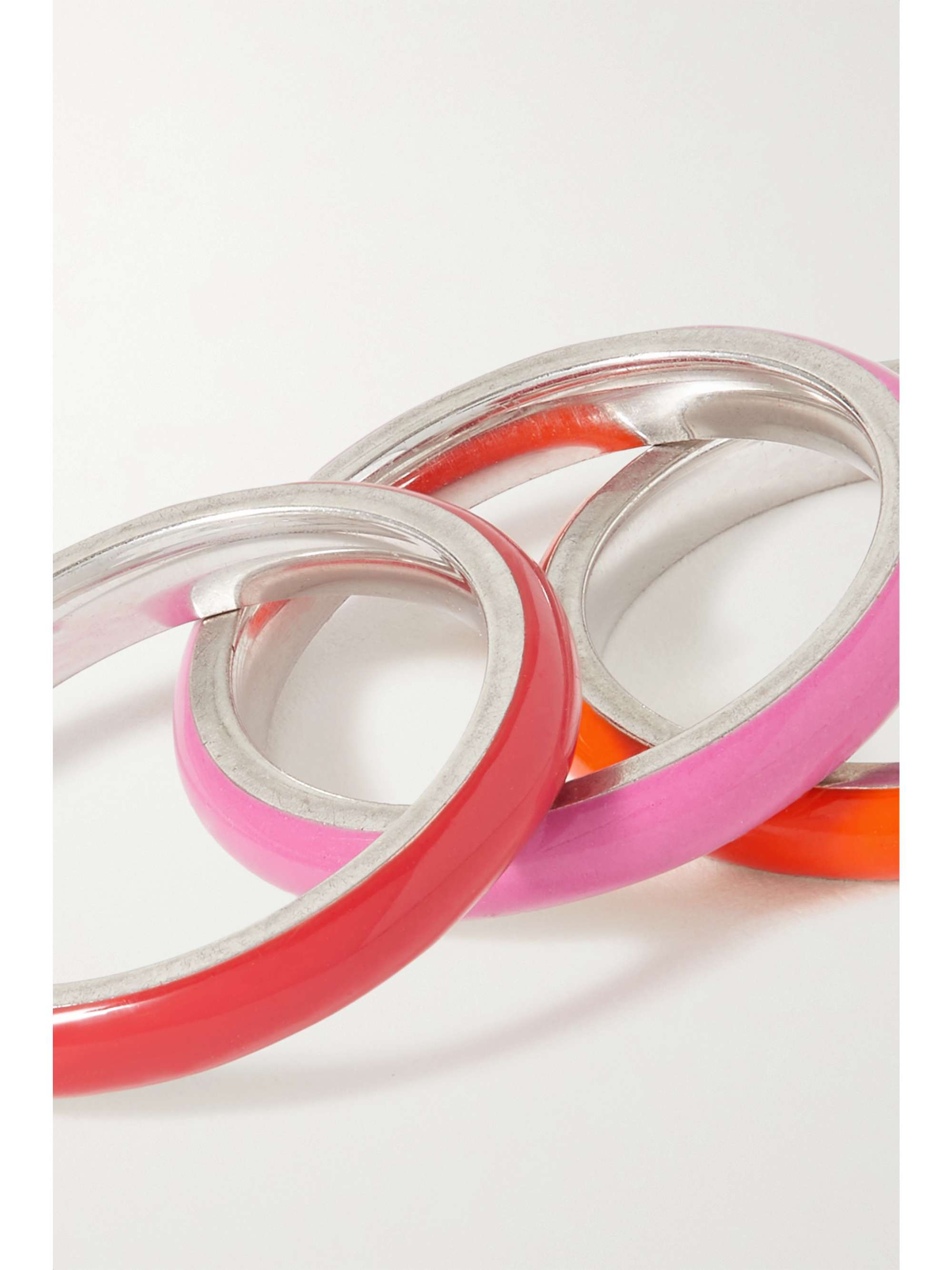 FRY POWERS The Cool Set Unicorn Rainbow set of four sterling silver and enamel rings