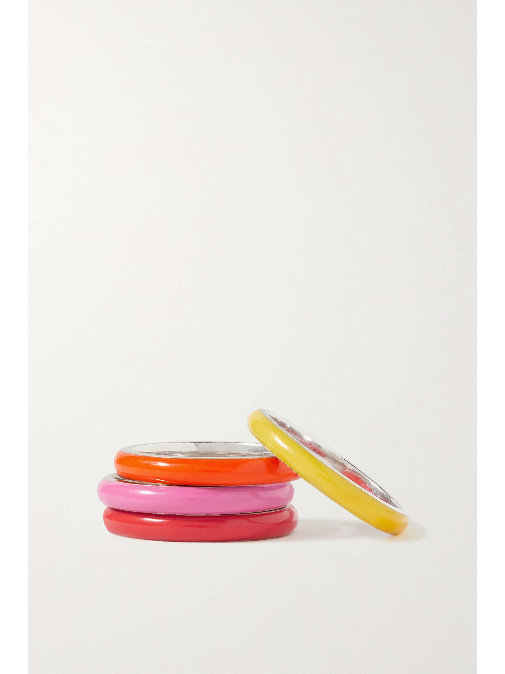 FRY POWERS The Cool Set Unicorn Rainbow set of four sterling silver and enamel rings