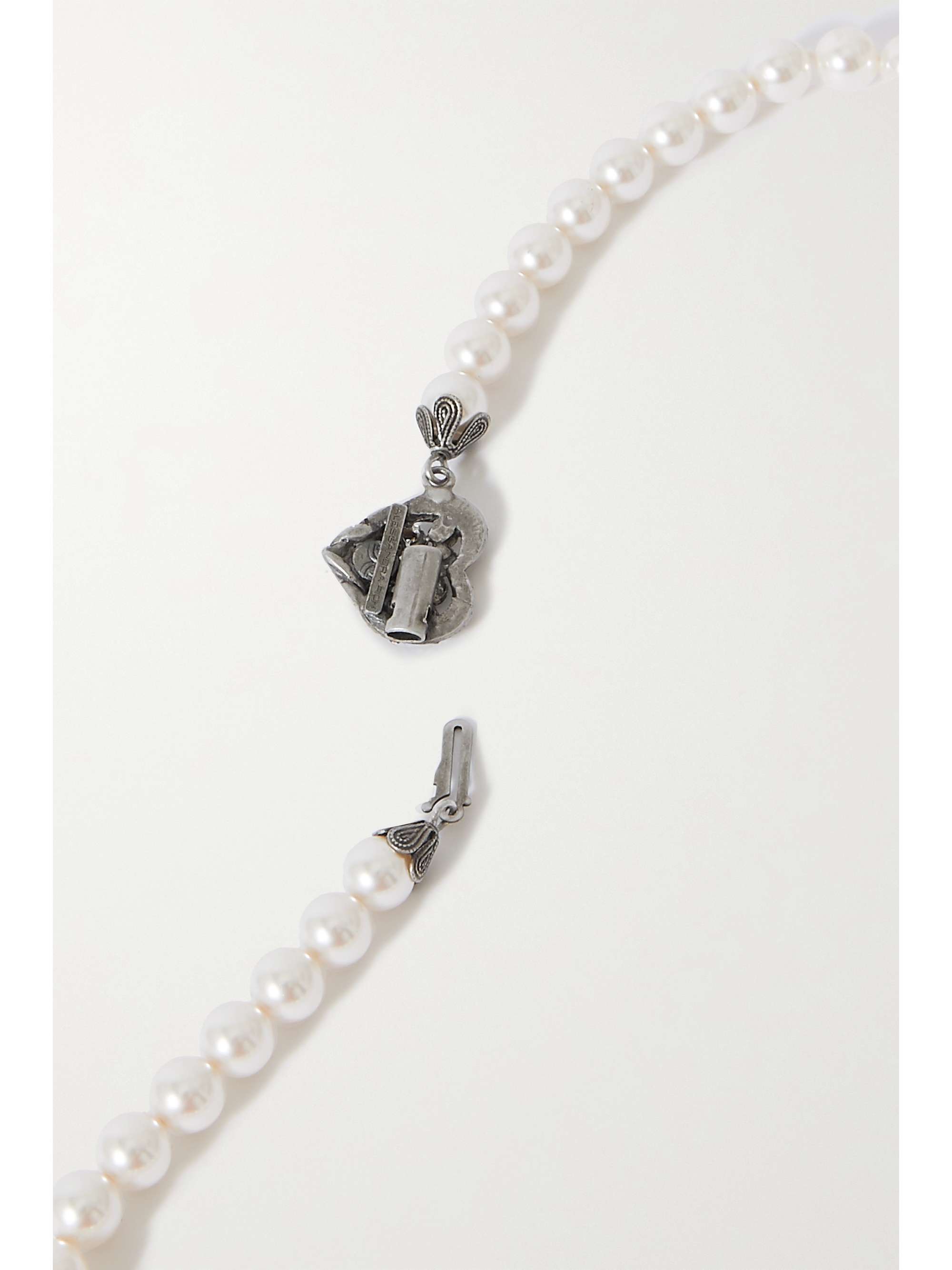 ALESSANDRA RICH Silver-tone, faux pearl and crystal necklace