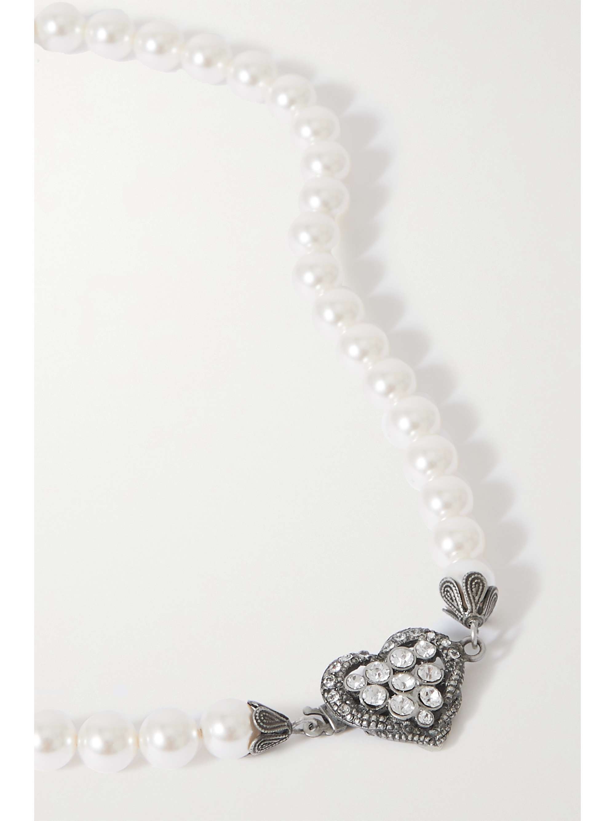 ALESSANDRA RICH Silver-tone, faux pearl and crystal necklace