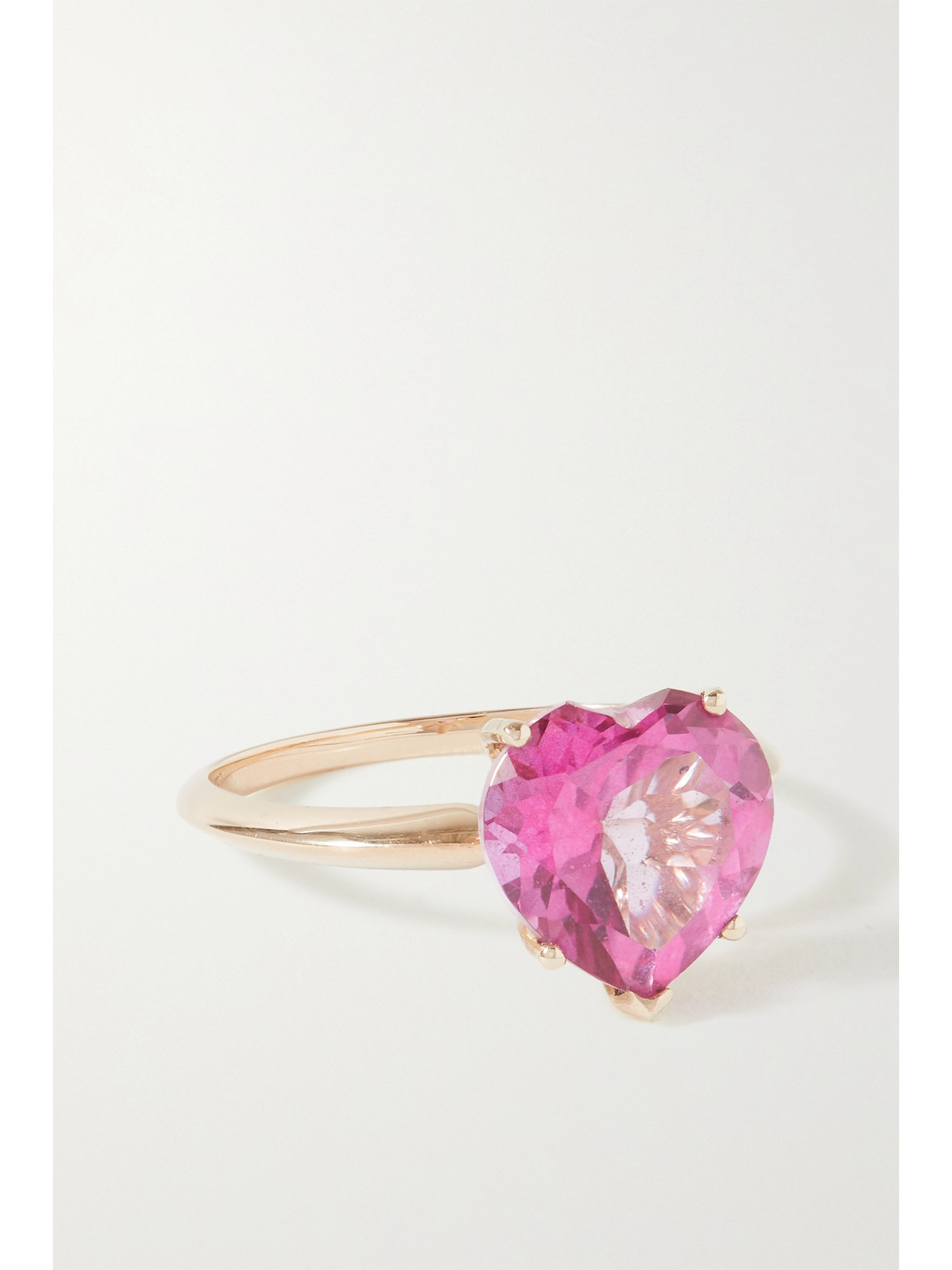 Fry Powers Rainbow Heart 14-karat Gold Topaz Ring In Pink