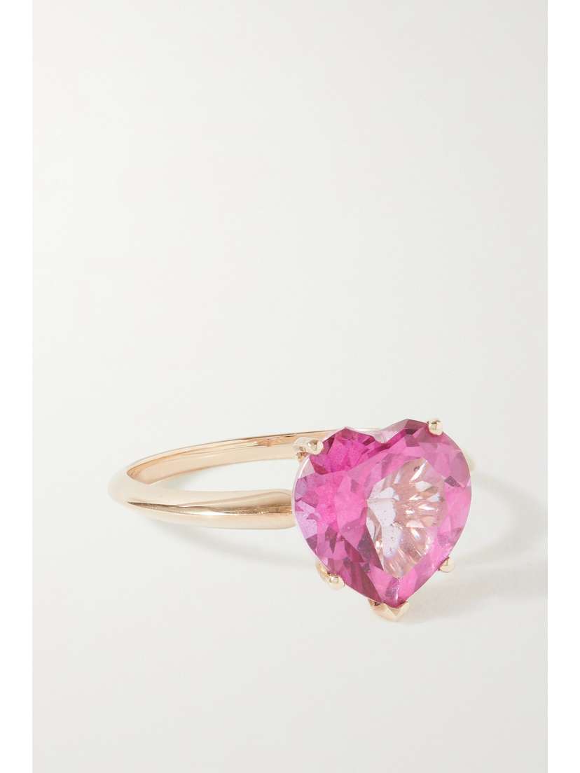 Fry Powers Rainbow Heart 14-karat Gold Topaz Ring