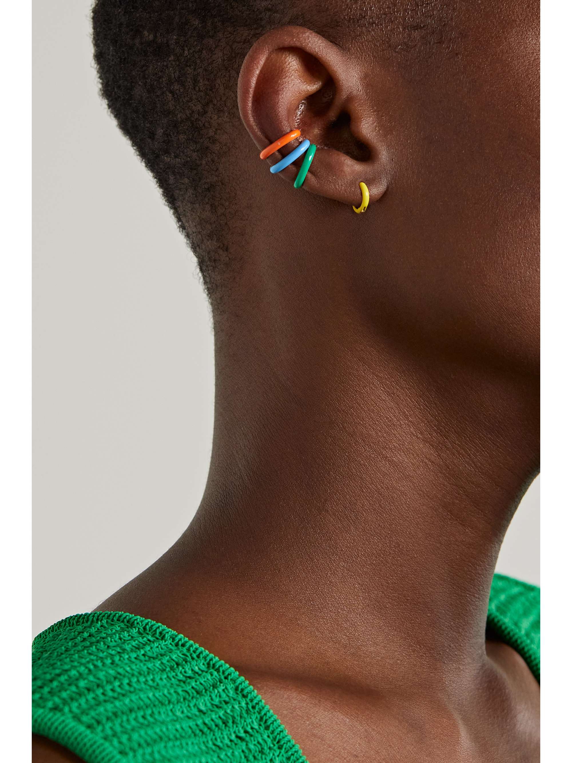 FRY POWERS Unicorn Rainbow gold and enamel ear cuff