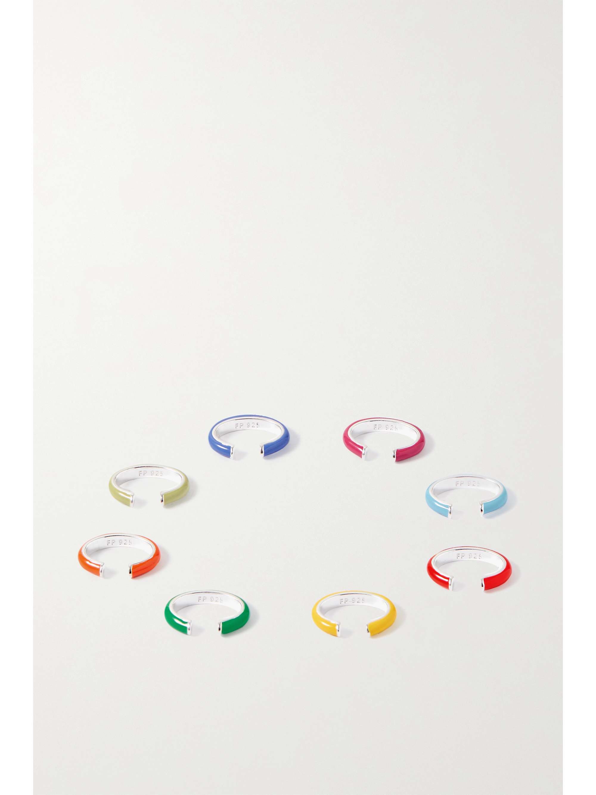 FRY POWERS The Complete Set Unicorn Rainbow set of eight sterling silver and enamel ear cuffs