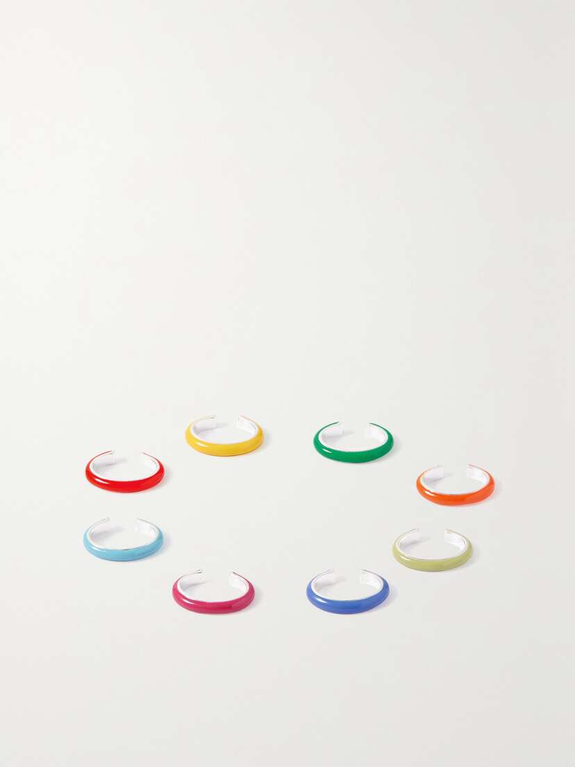 Fry Powers The Complete Set Unicorn Rainbow Set Of Eight Sterling Silver And Enamel Ear Cuffs