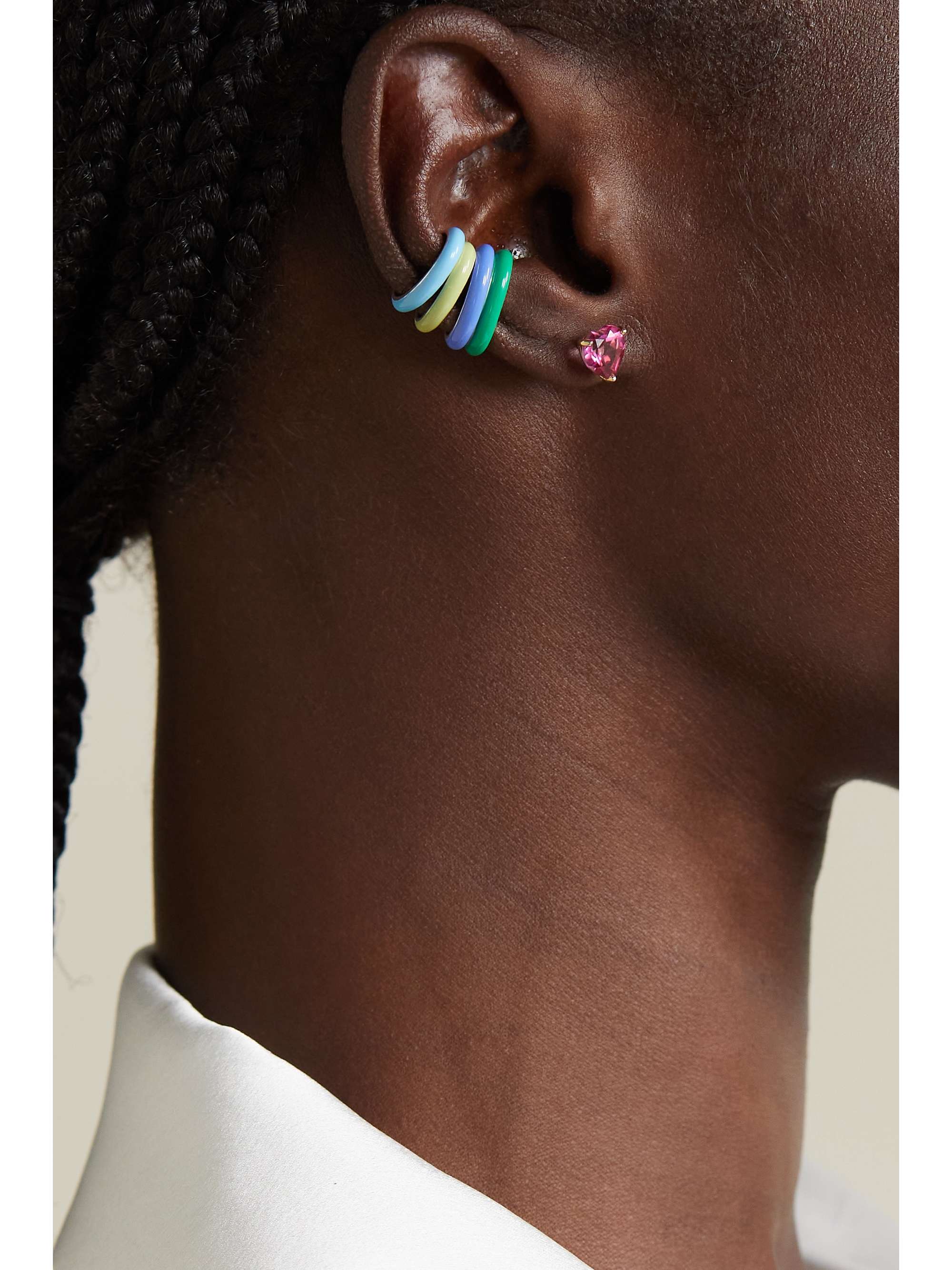 FRY POWERS The Complete Set Unicorn Rainbow set of eight sterling silver and enamel ear cuffs