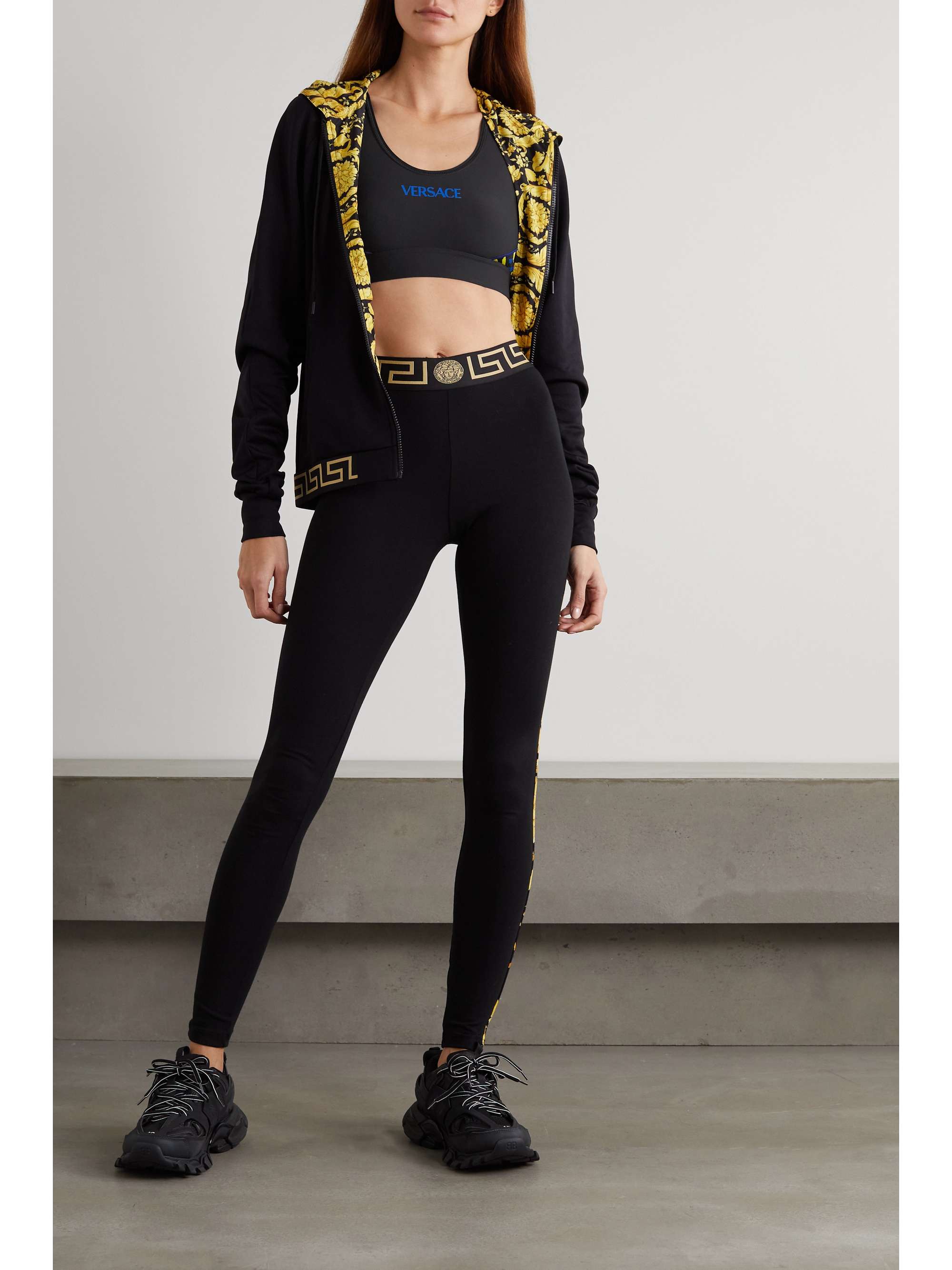 VERSACE Printed stretch sports bra