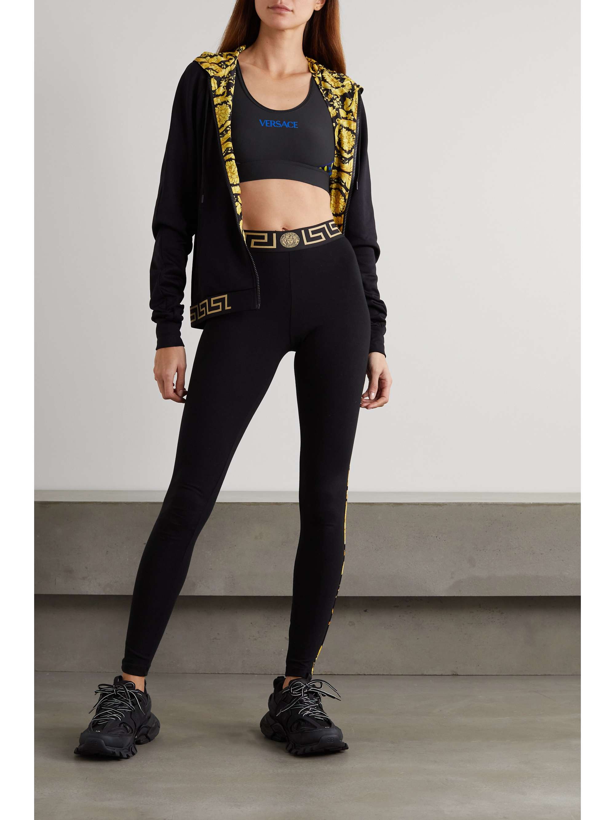 Black Printed stretch sports bra 