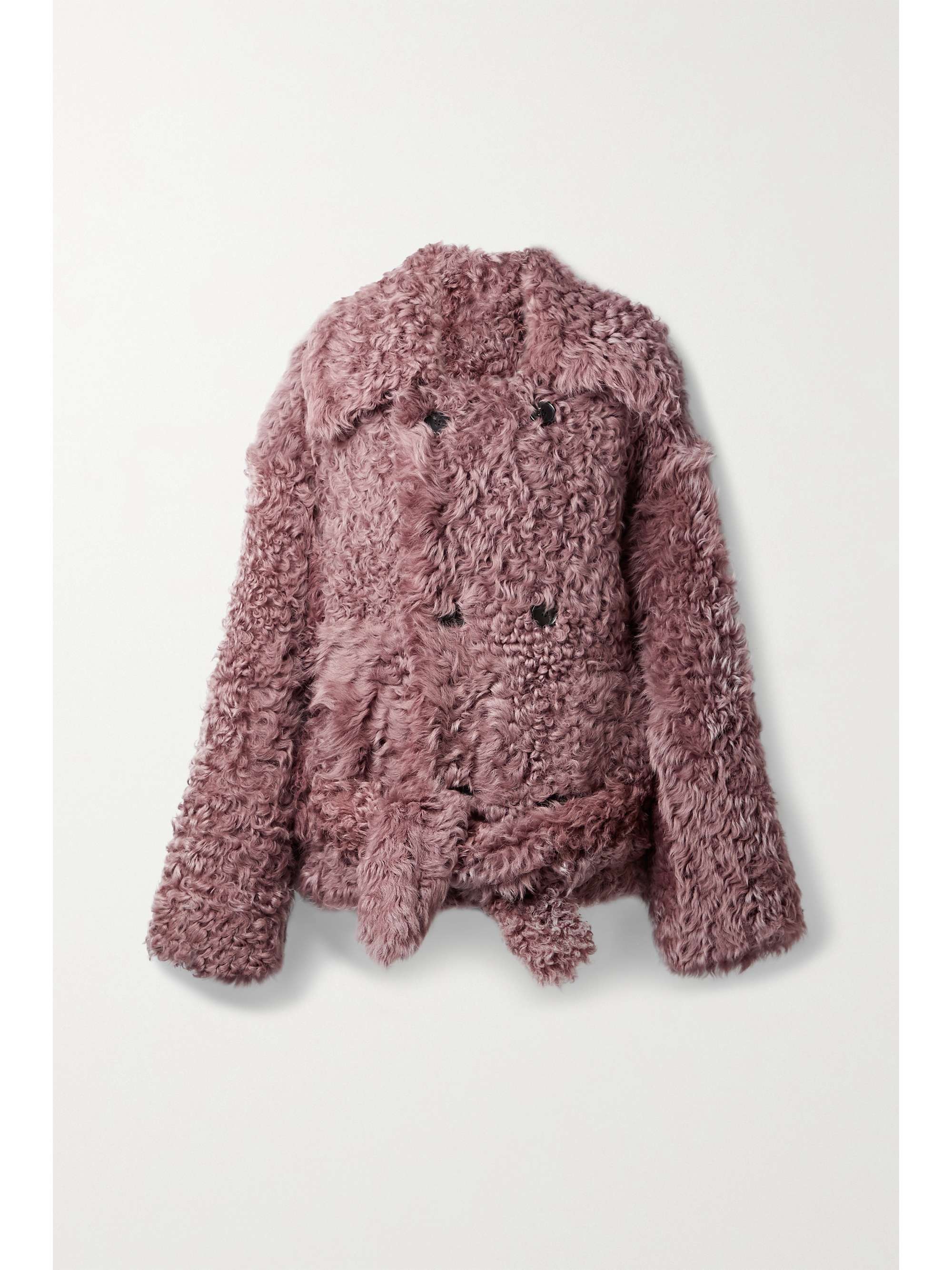 purple shearling jacket