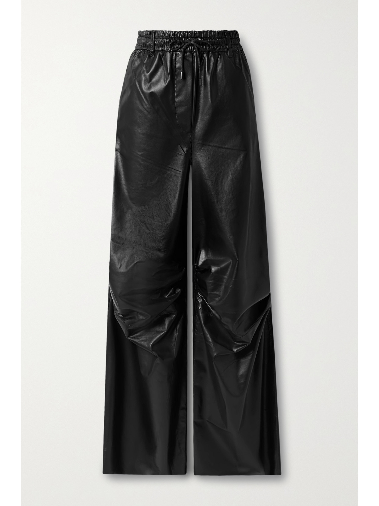 Petar Petrov Gines Ruched Leather Wide-leg Pants - Black