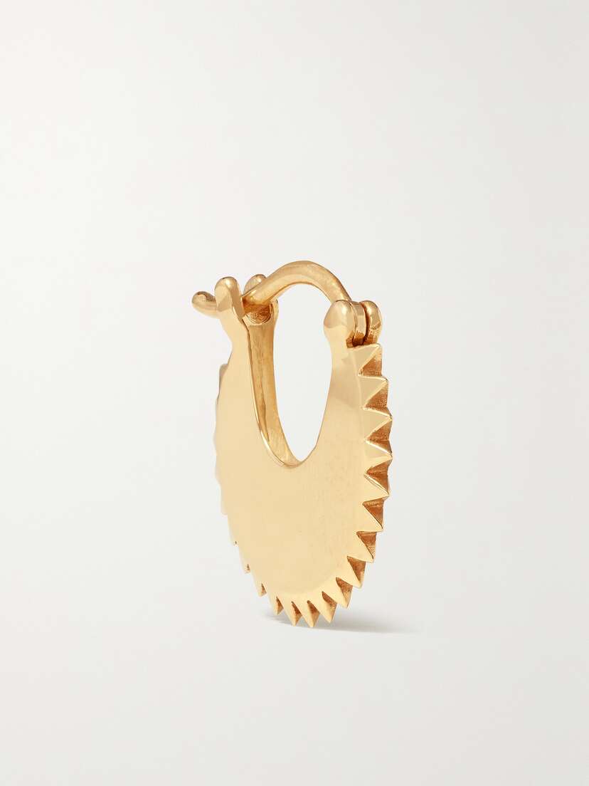 Foundrae Pyramid Crescent 18-karat Gold Single Hoop Earring