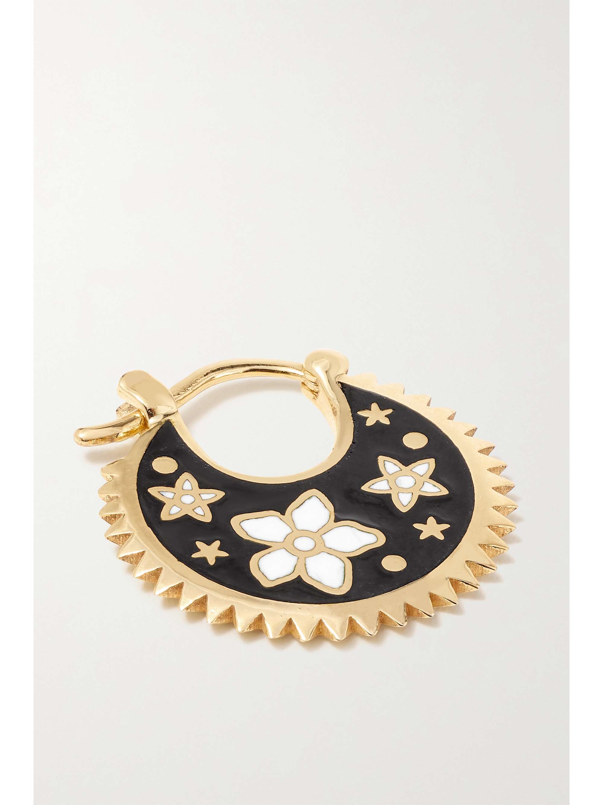 FOUNDRAE Resilience Crescent 18-karat gold and enamel single hoop earring