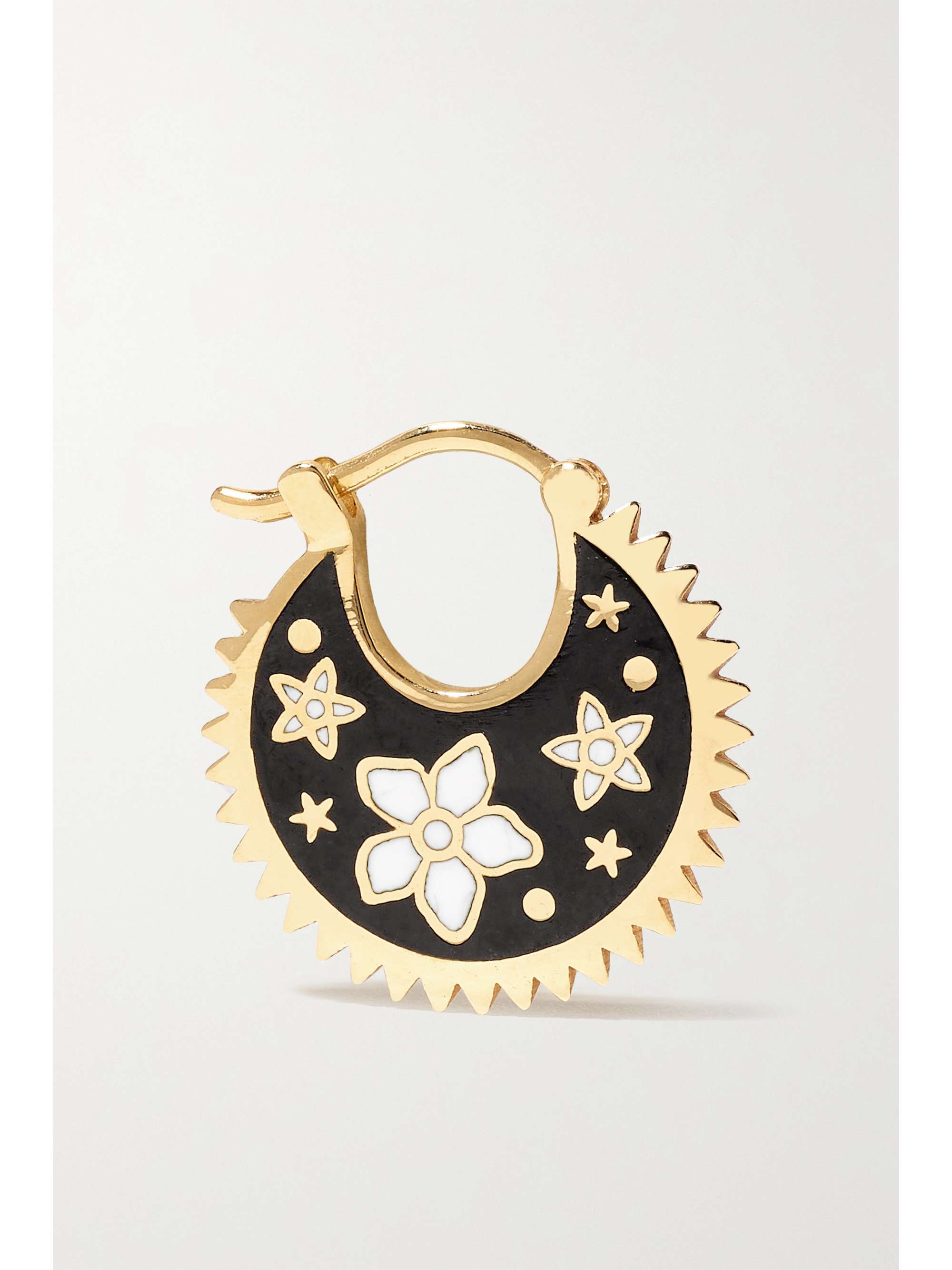 FOUNDRAE Resilience Crescent 18-karat gold and enamel single hoop earring