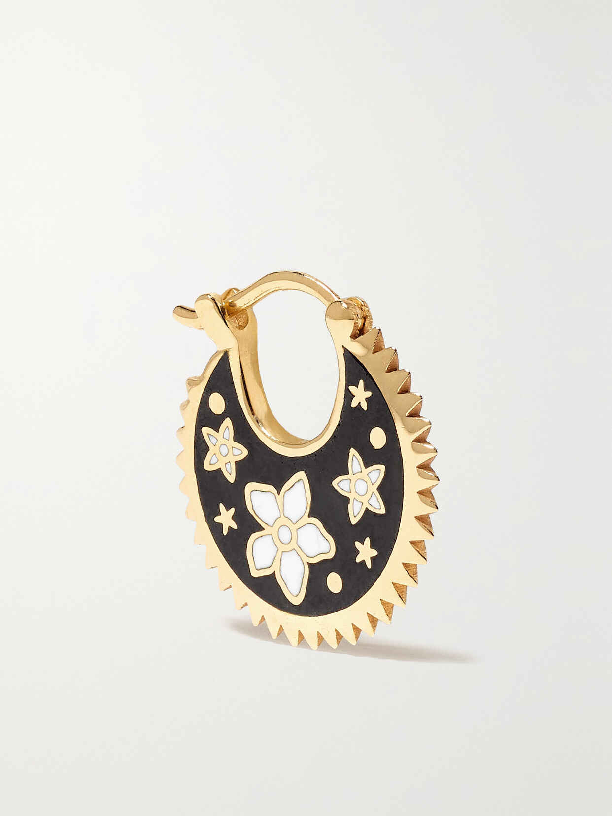 Foundrae esilience Crescent 18-karat  And Enamel Single Hoop Earring