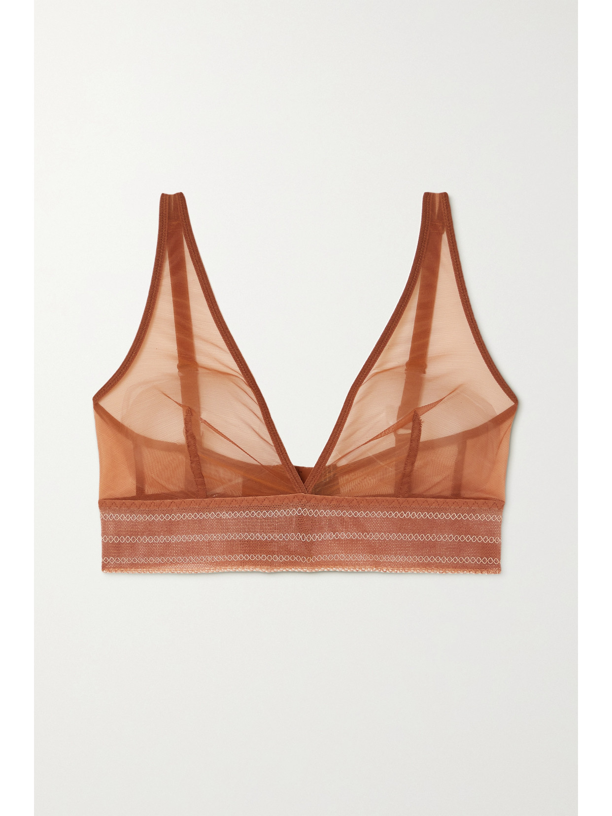 Else Bare Lace-trimmed Tulle Soft-cup Bra In Ginger Biscut