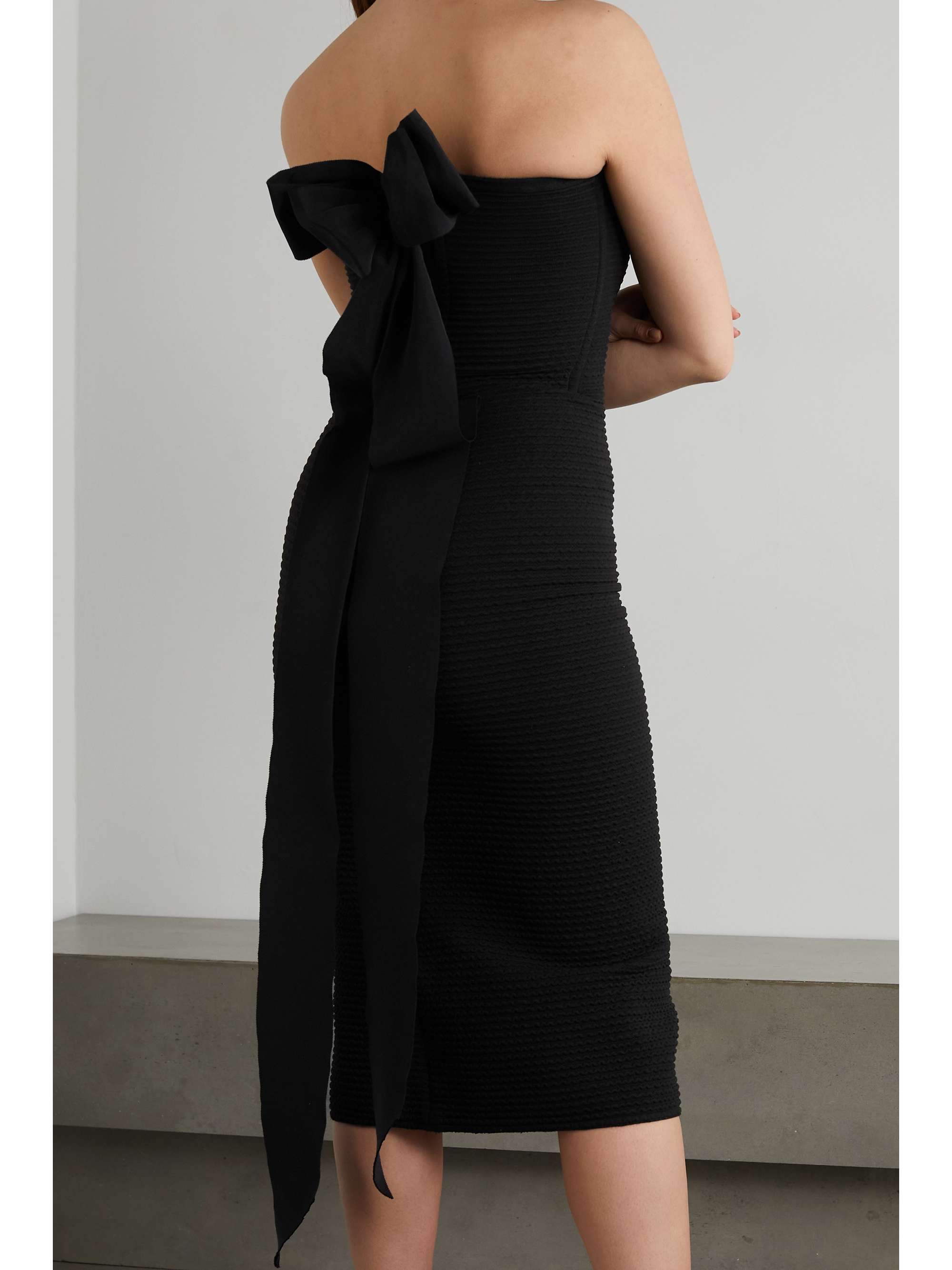AZ FACTORY SuperTech-SuperChic strapless bow-detailed stretch-cloqué dress