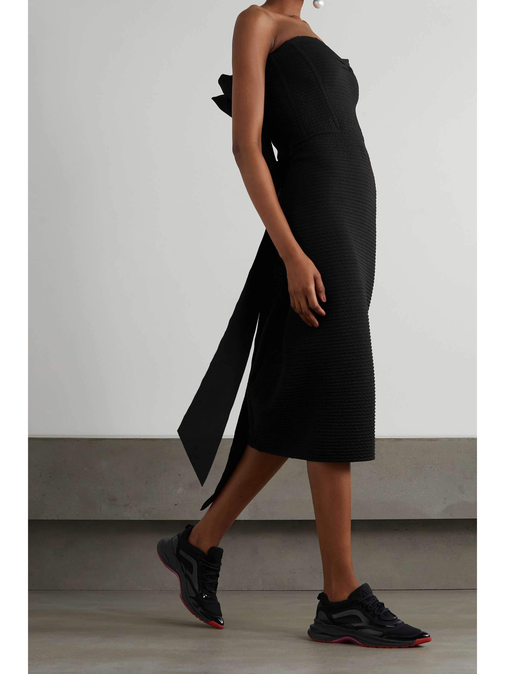AZ FACTORY SuperTech-SuperChic strapless bow-detailed stretch-cloqué dress