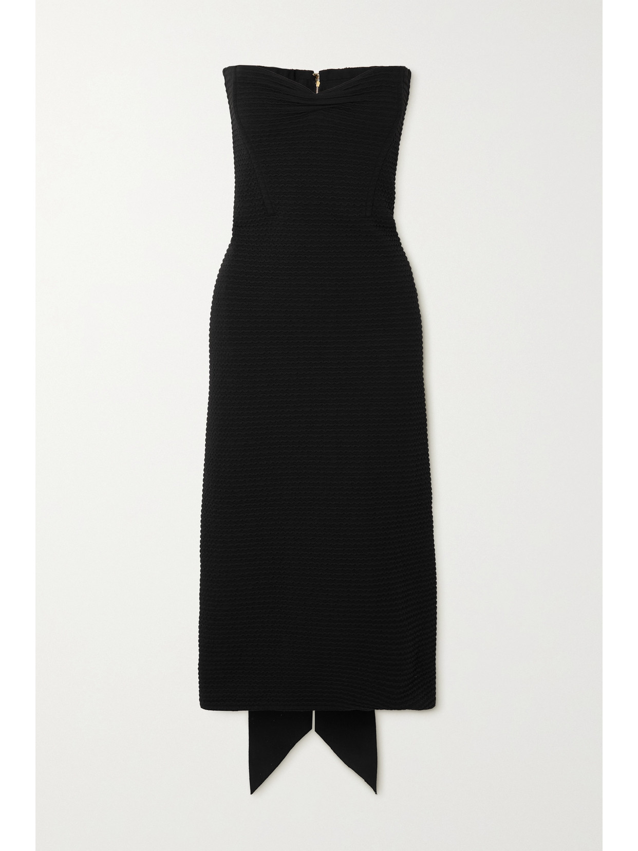 Az Factory Supertech-superchic Strapless Bow-detailed Stretch-cloqué Dress In Black