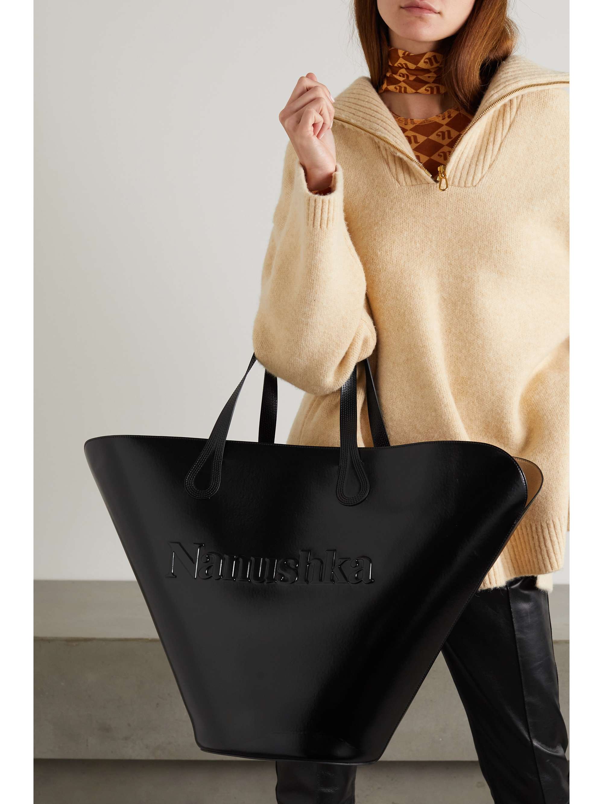 large faux leather tote