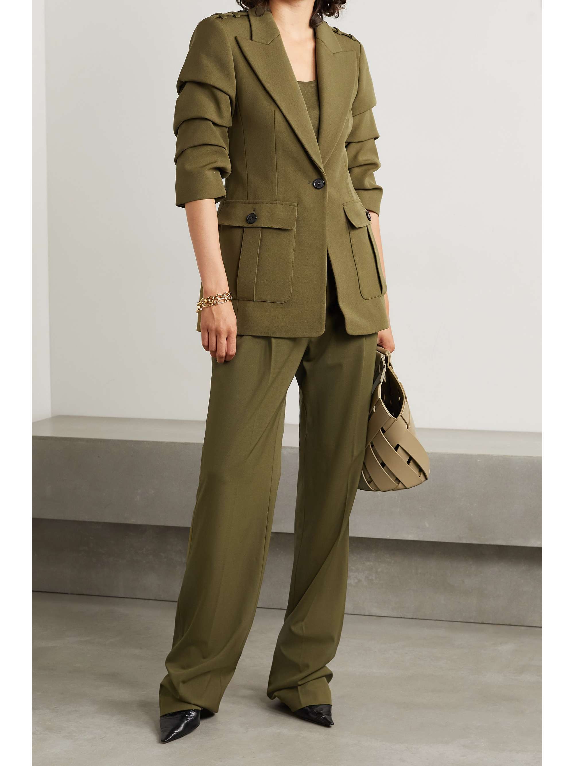 MICHAEL KORS COLLECTION Ruched wool-twill blazer