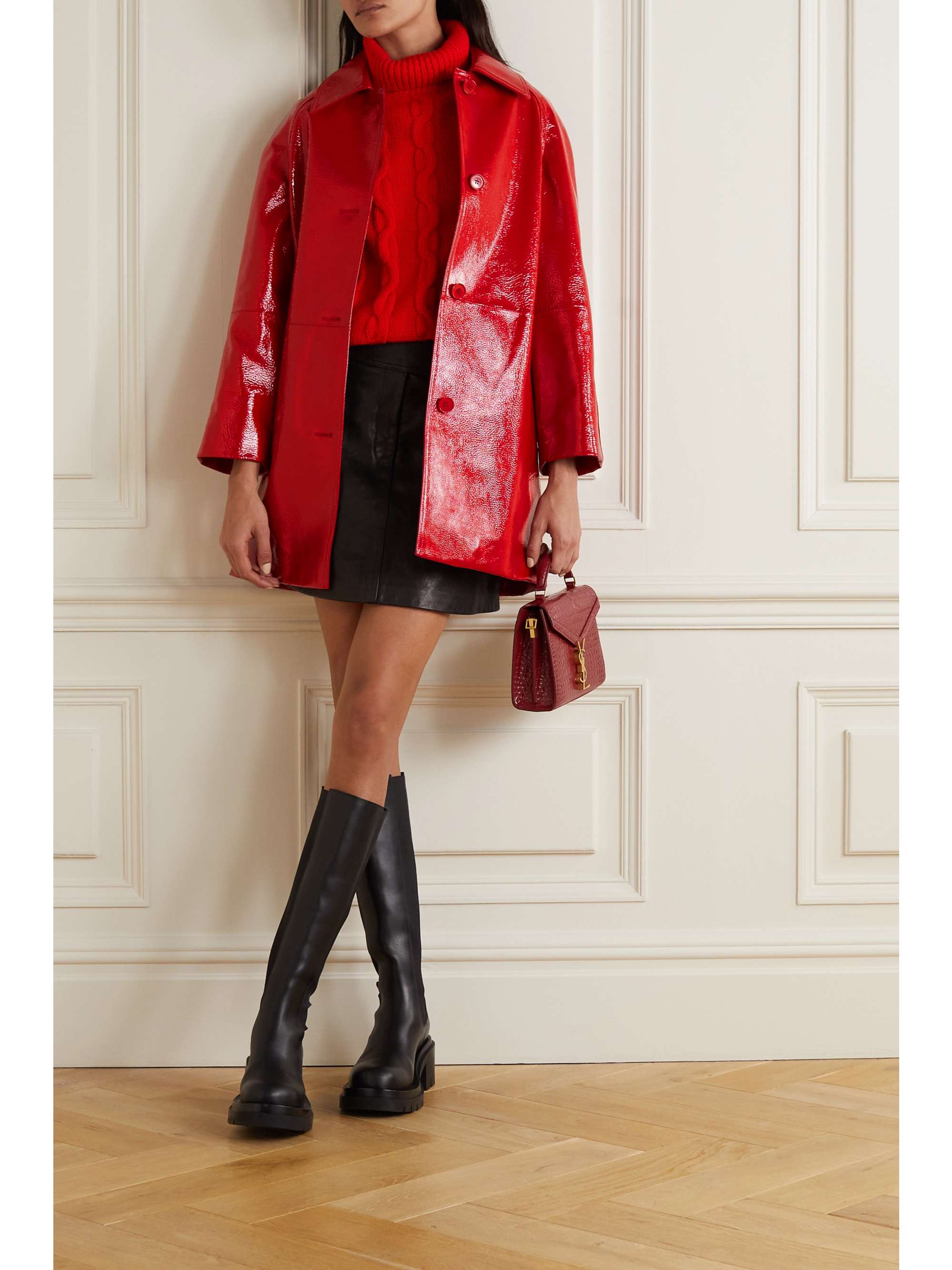 Patent-leather coat