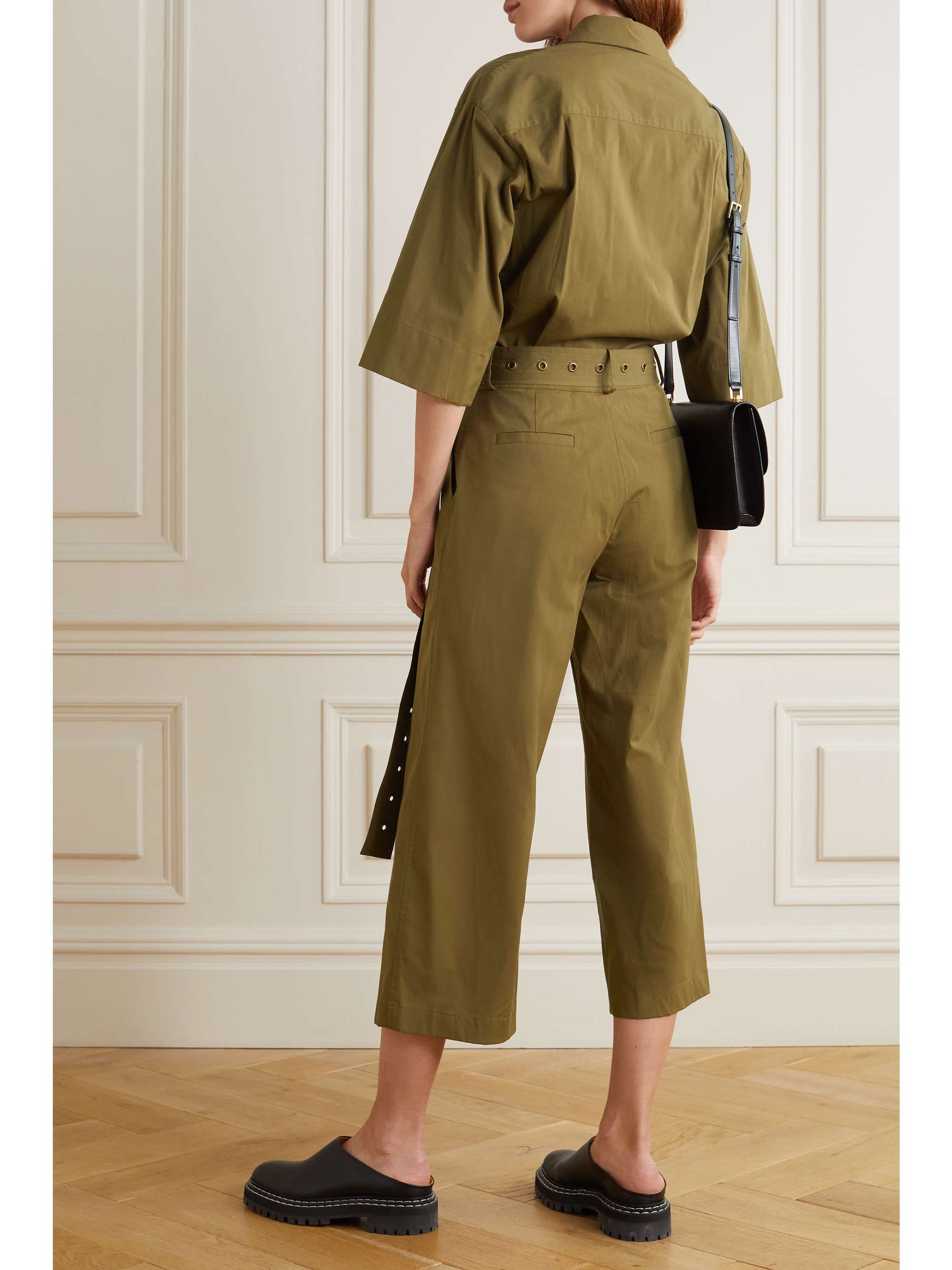 MICHAEL KORS COLLECTION 配腰带有机棉质混纺府绸连身裤