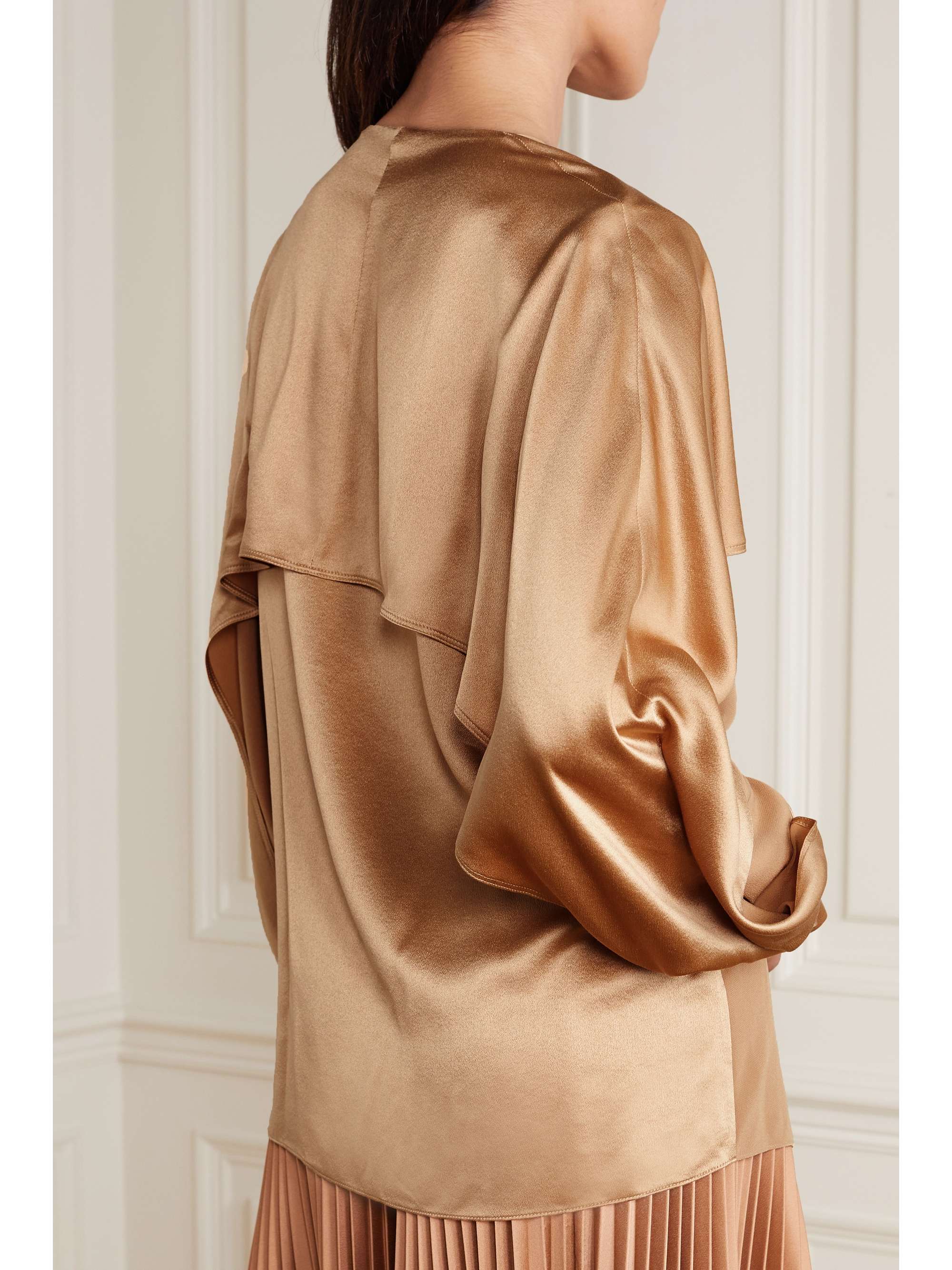 ROKSANDA Piera cape-effect silk crepe de chine and satin blouse