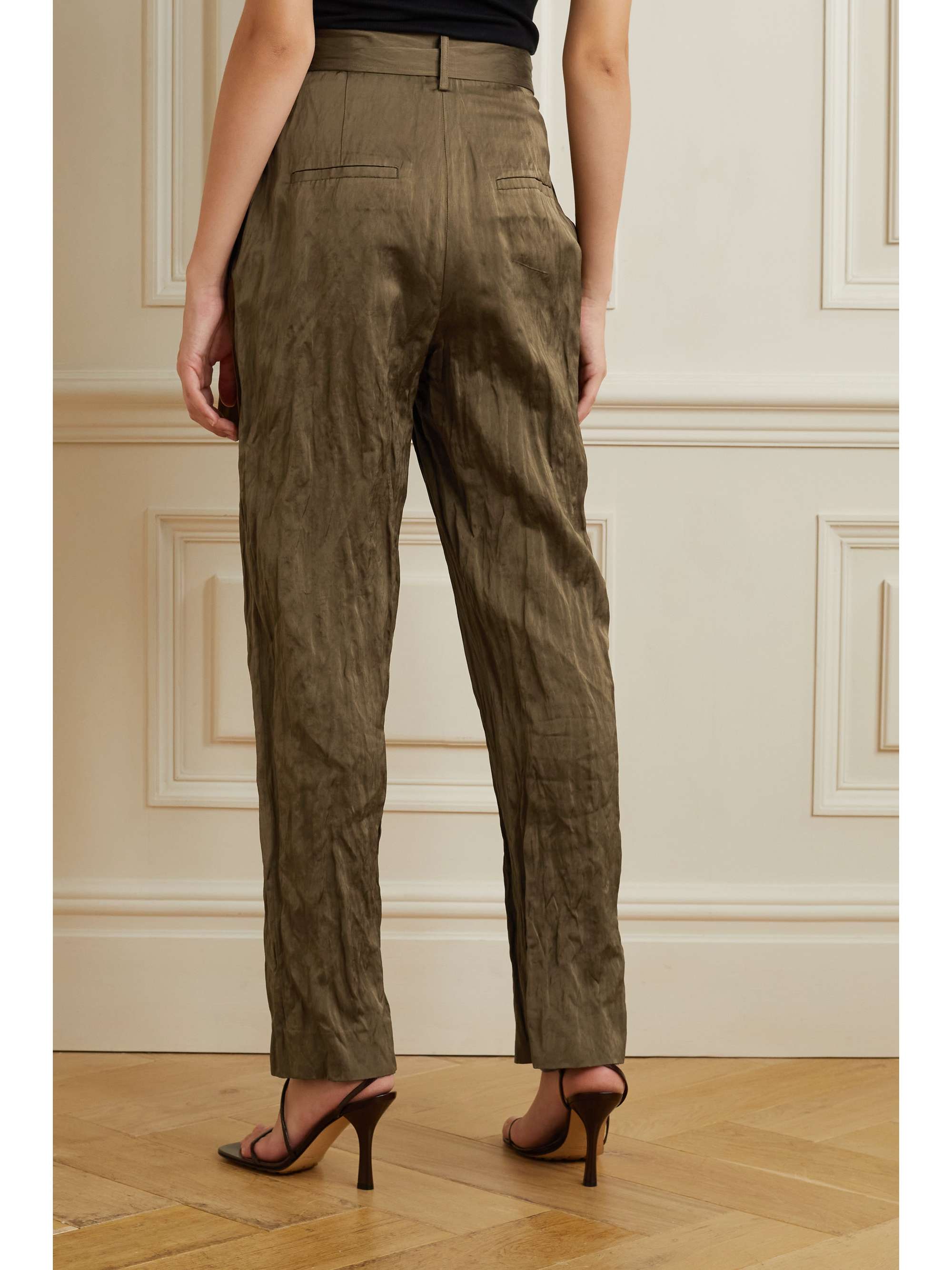 JASON WU COLLECTION 配腰带褶皱缎布直筒裤