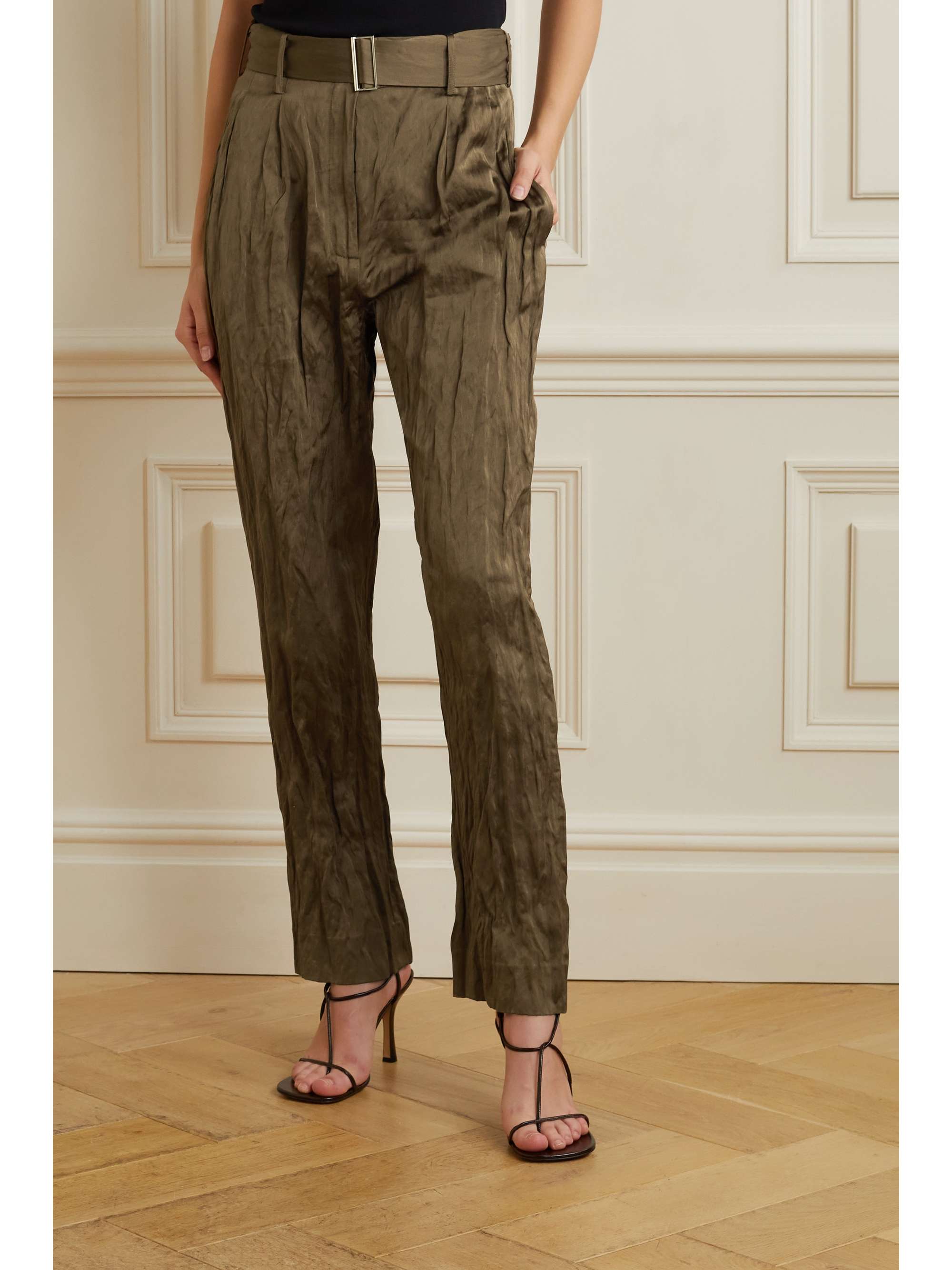 JASON WU COLLECTION 配腰带褶皱缎布直筒裤