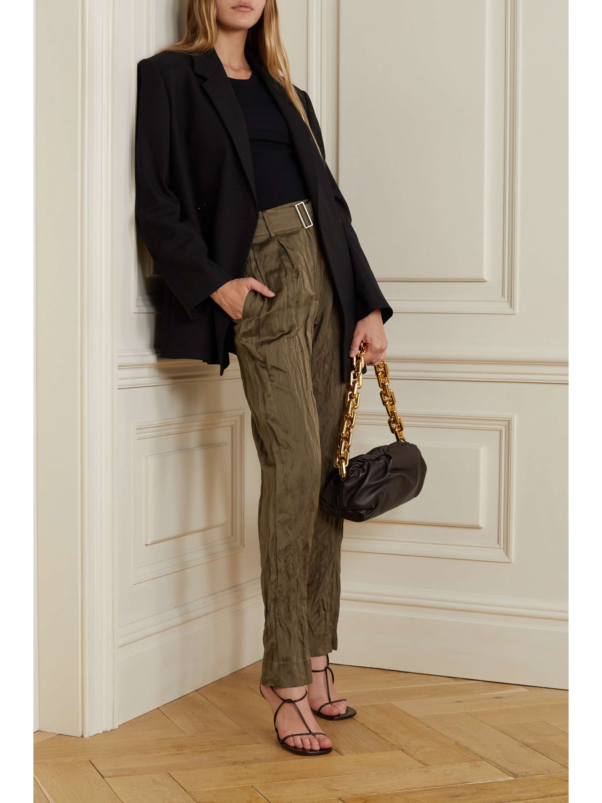 JASON WU COLLECTION 配腰带褶皱缎布直筒裤