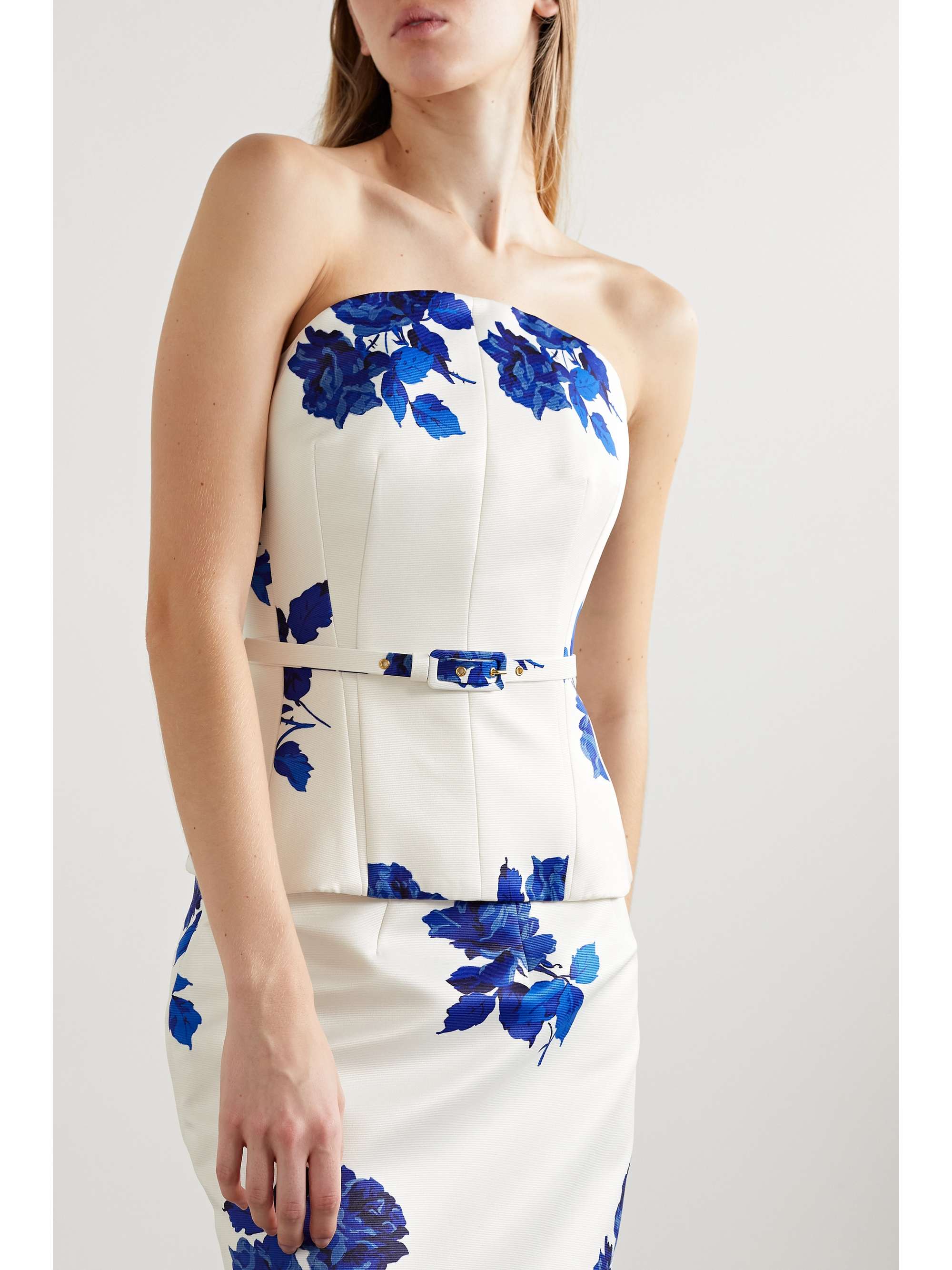 floral strapless top