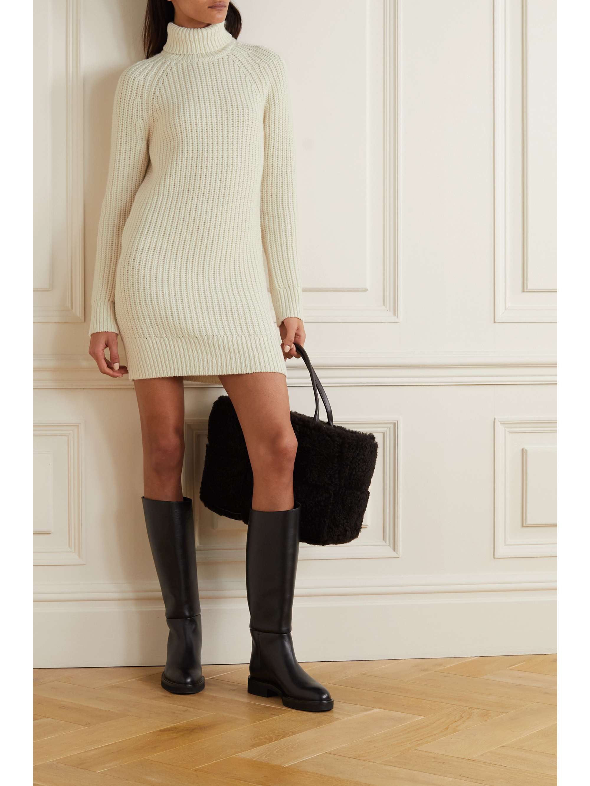 MICHAEL KORS COLLECTION Ribbed cashmere turtleneck mini dress | NET-A-PORTER