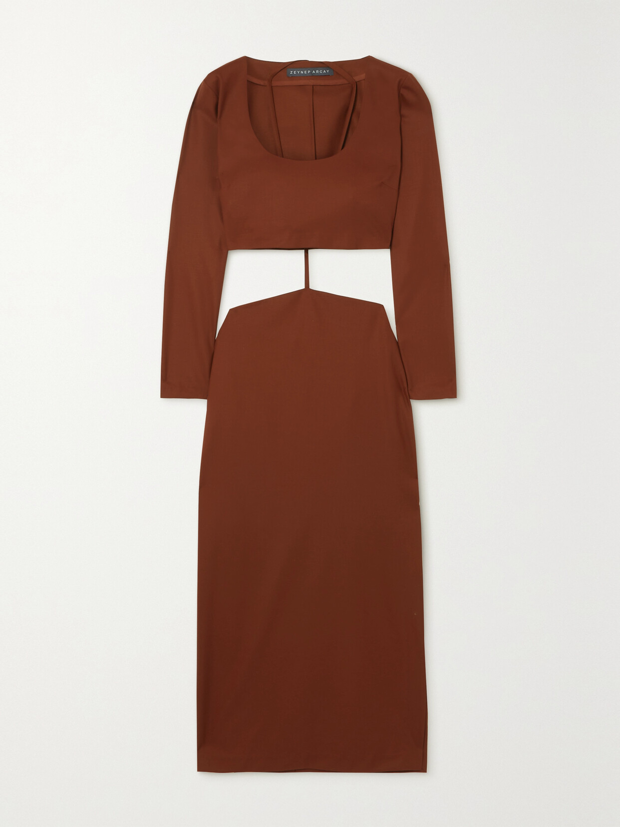 ZEYNEP ARCAY CUTOUT STRETCH-WOOL MIDI DRESS