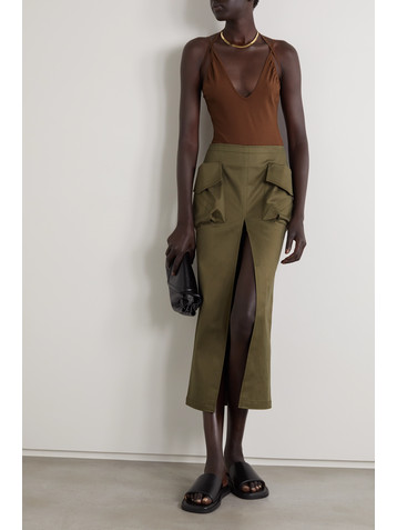 ZEYNEP ARCAY Tie-detailed gathered stretch-knit bodysuit