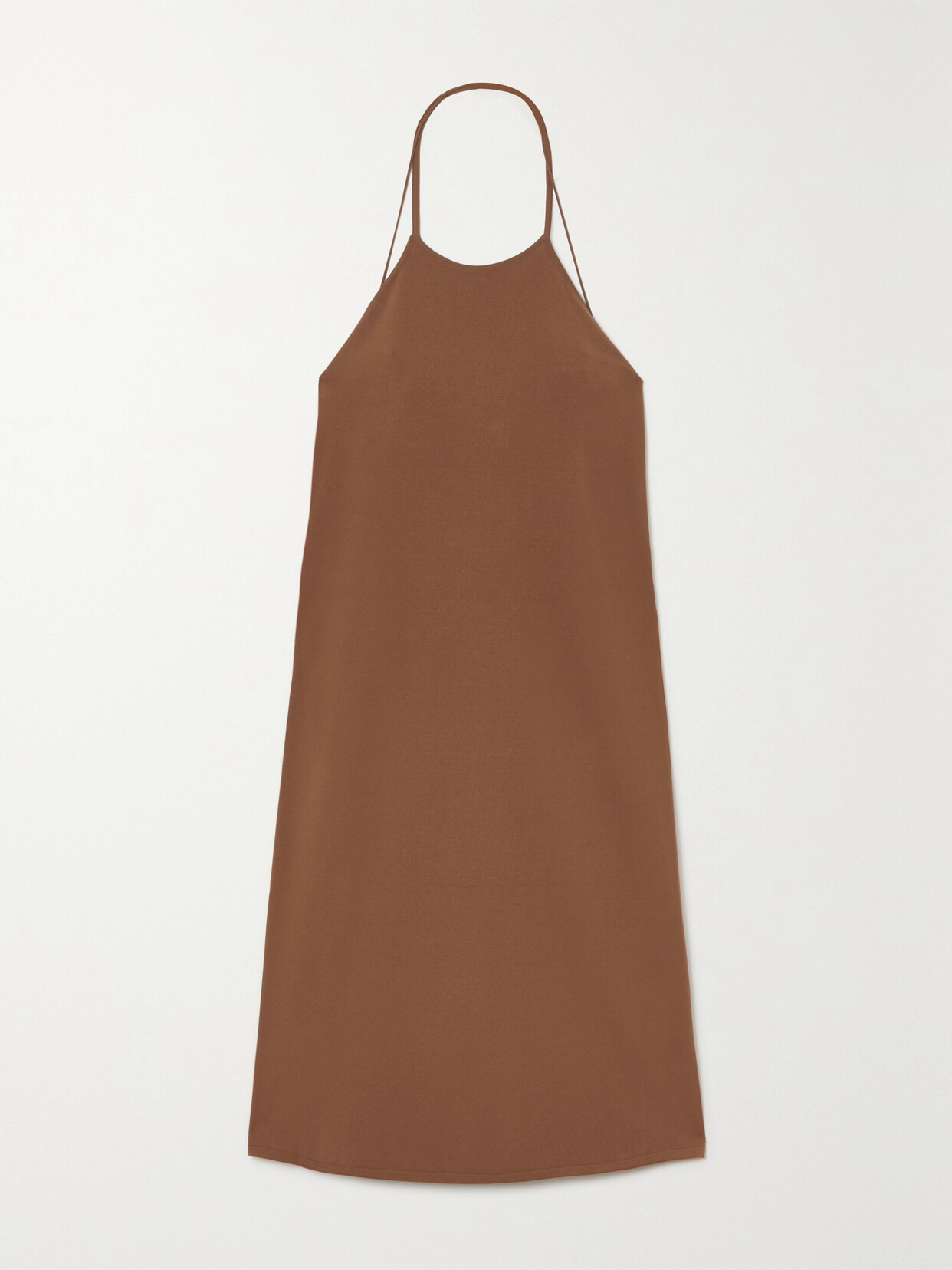 Zeynep Arçay Open-back Stretch-knit Halterneck Midi Dress - Brown