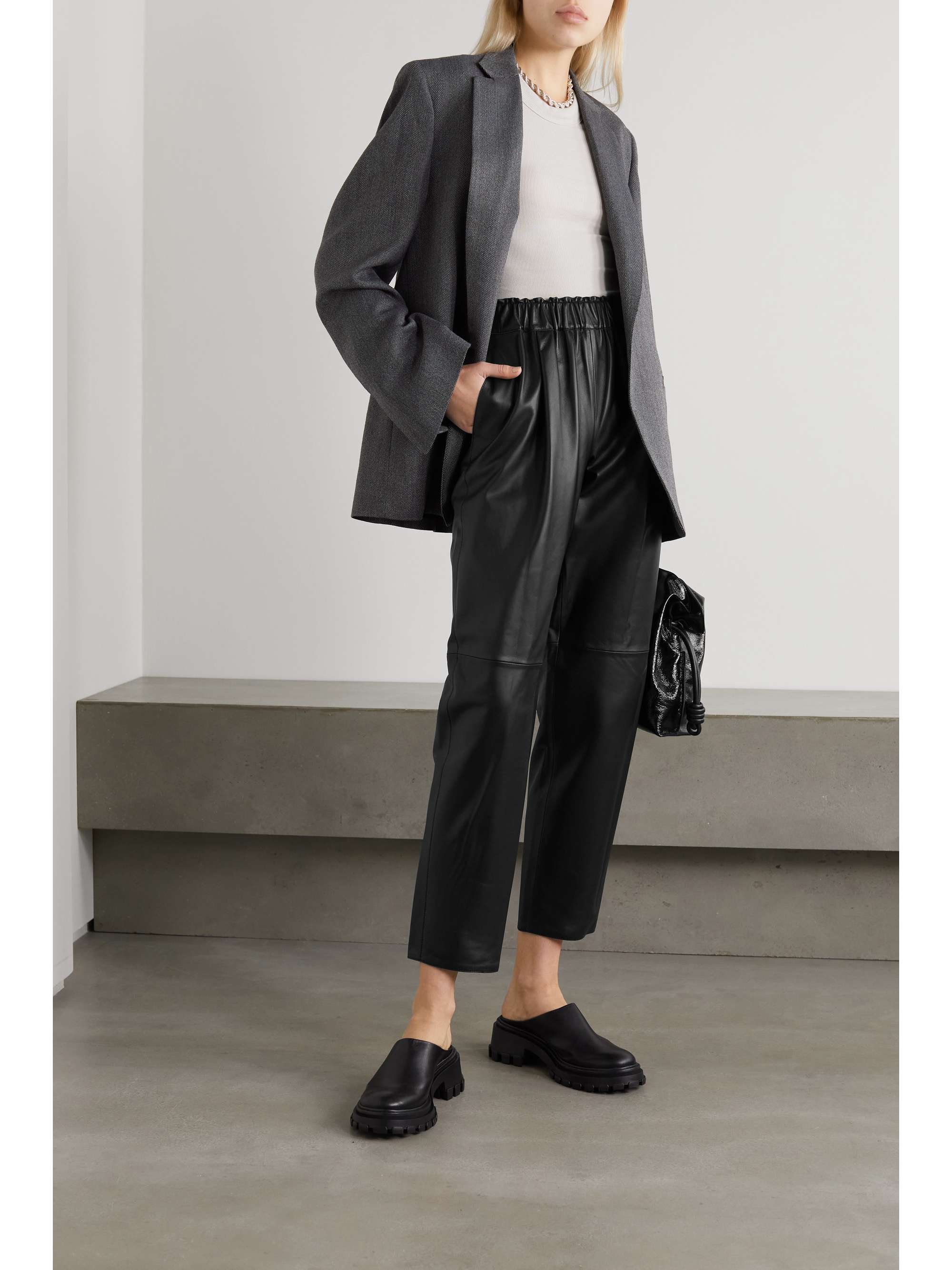 Black Ashland pleated leather tapered 