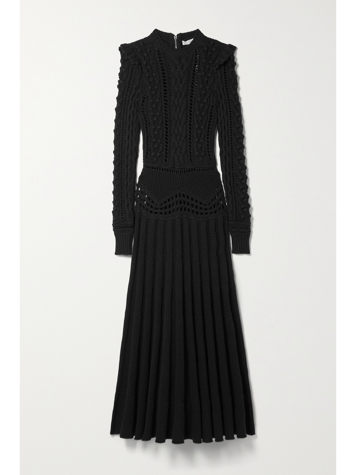 Gabriela Hearst Borris Paneled Cable-knit Cashmere Midi Dress In Black