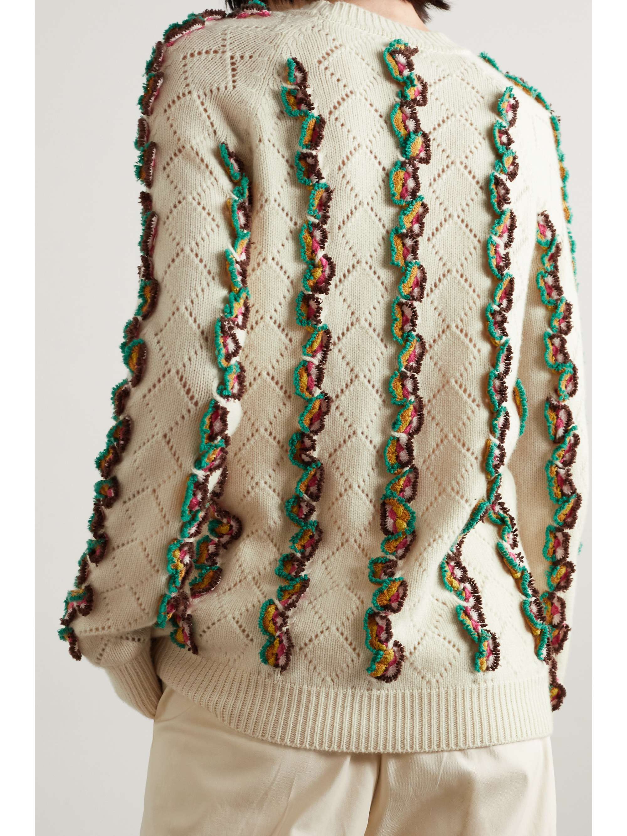 GABRIELA HEARST Alvy appliquéd pointelle-knit cashmere sweater