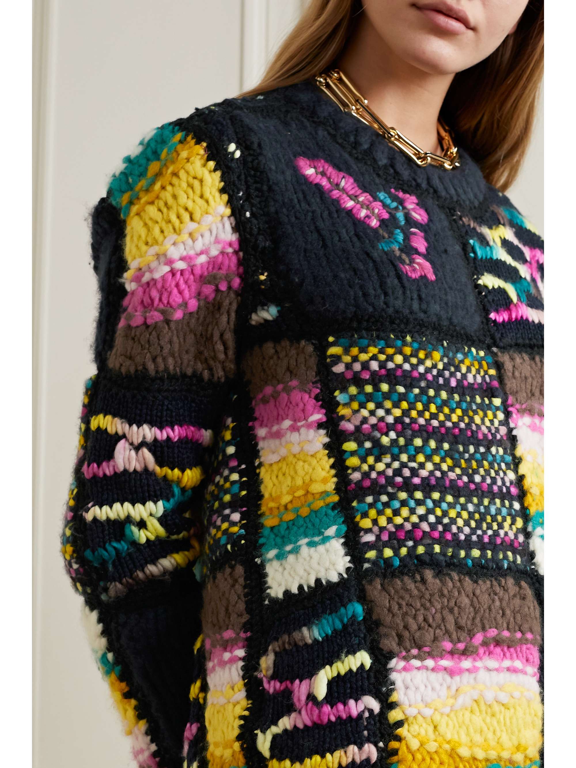 GABRIELA HEARST + NET SUSTAIN Lawrence patchwork cashmere and merino wool-blend sweater