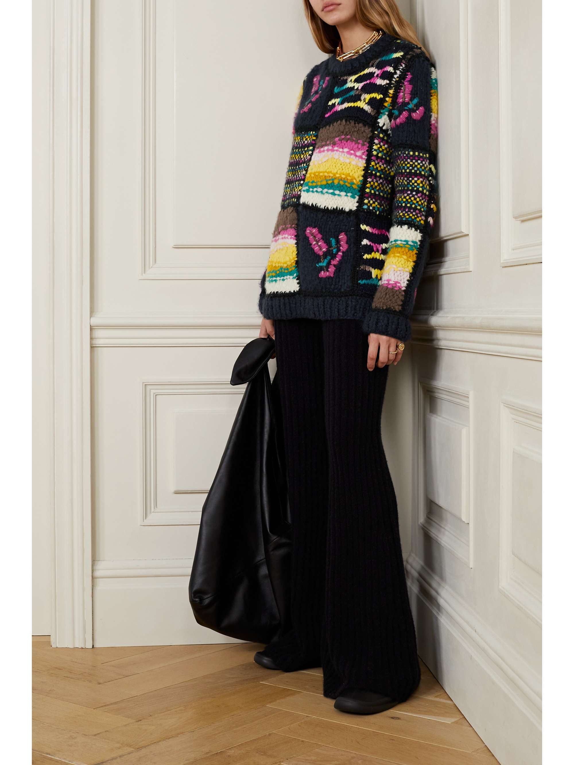 GABRIELA HEARST + NET SUSTAIN Lawrence patchwork cashmere and merino wool-blend sweater