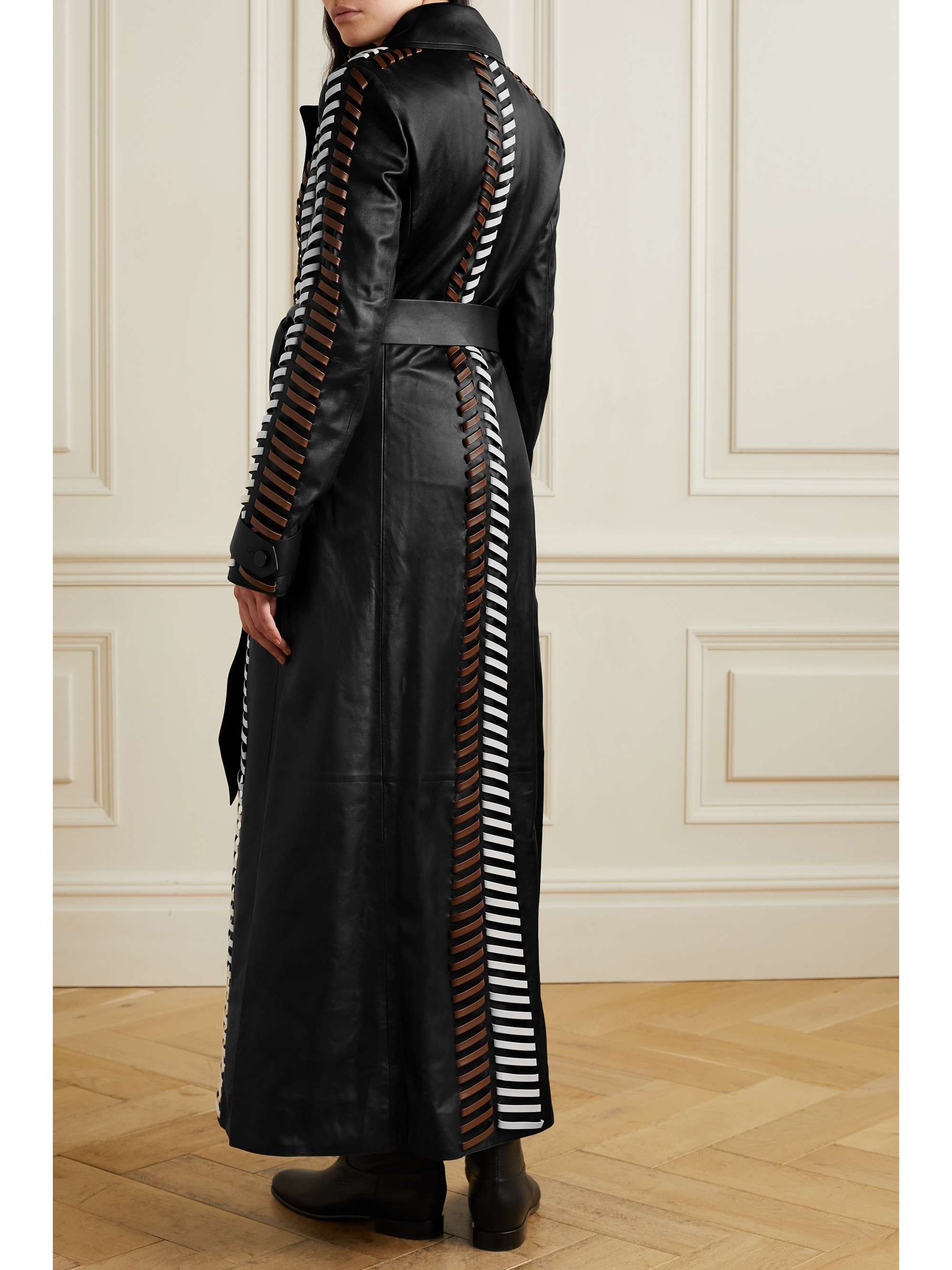 GABRIELA HEARST + NET SUSTAIN Lorraine belted whipstiched leather trench coat
