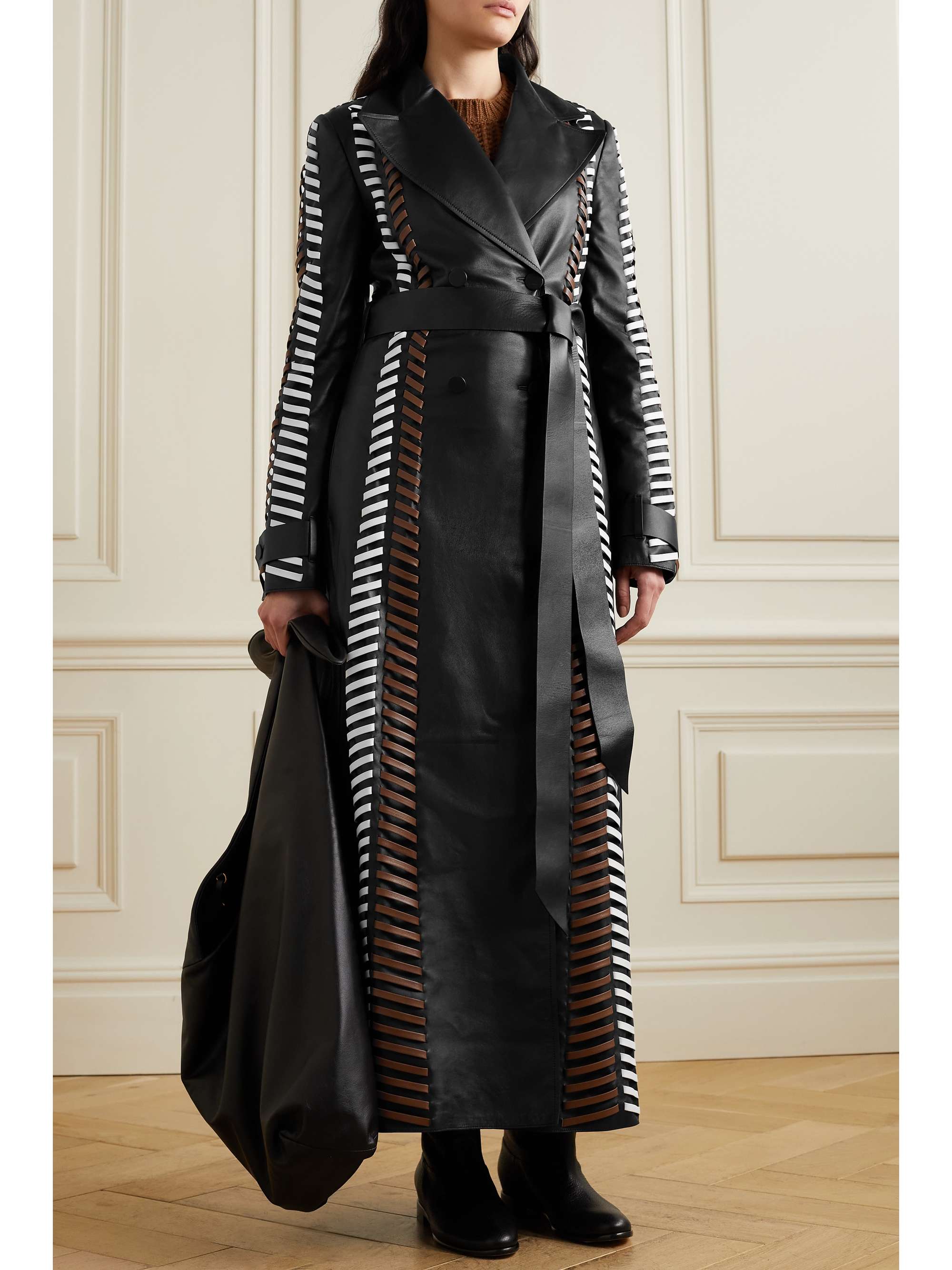 GABRIELA HEARST + NET SUSTAIN Lorraine belted whipstiched leather trench coat