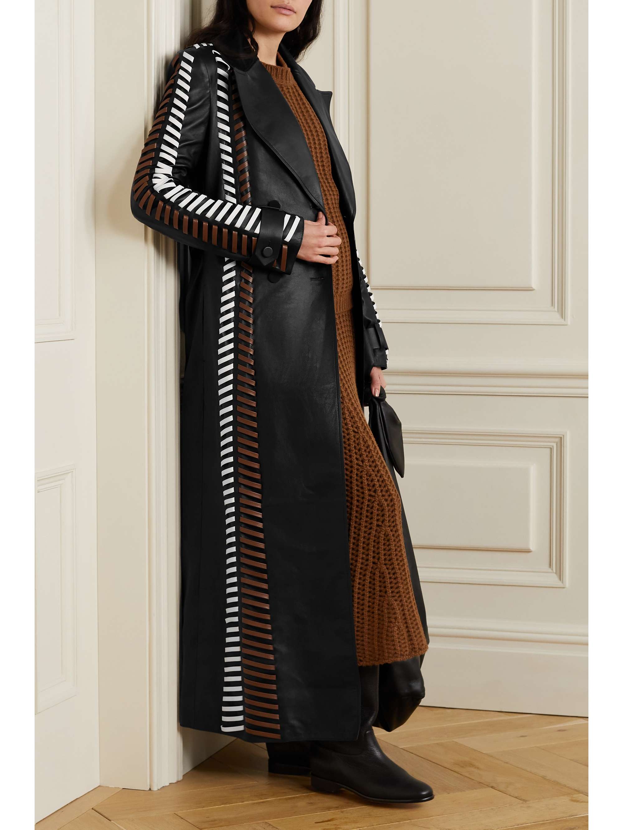 Black Net Sustain Lorraine Belted Whipstiched Leather Trench Coat Gabriela Hearst Net A Porter