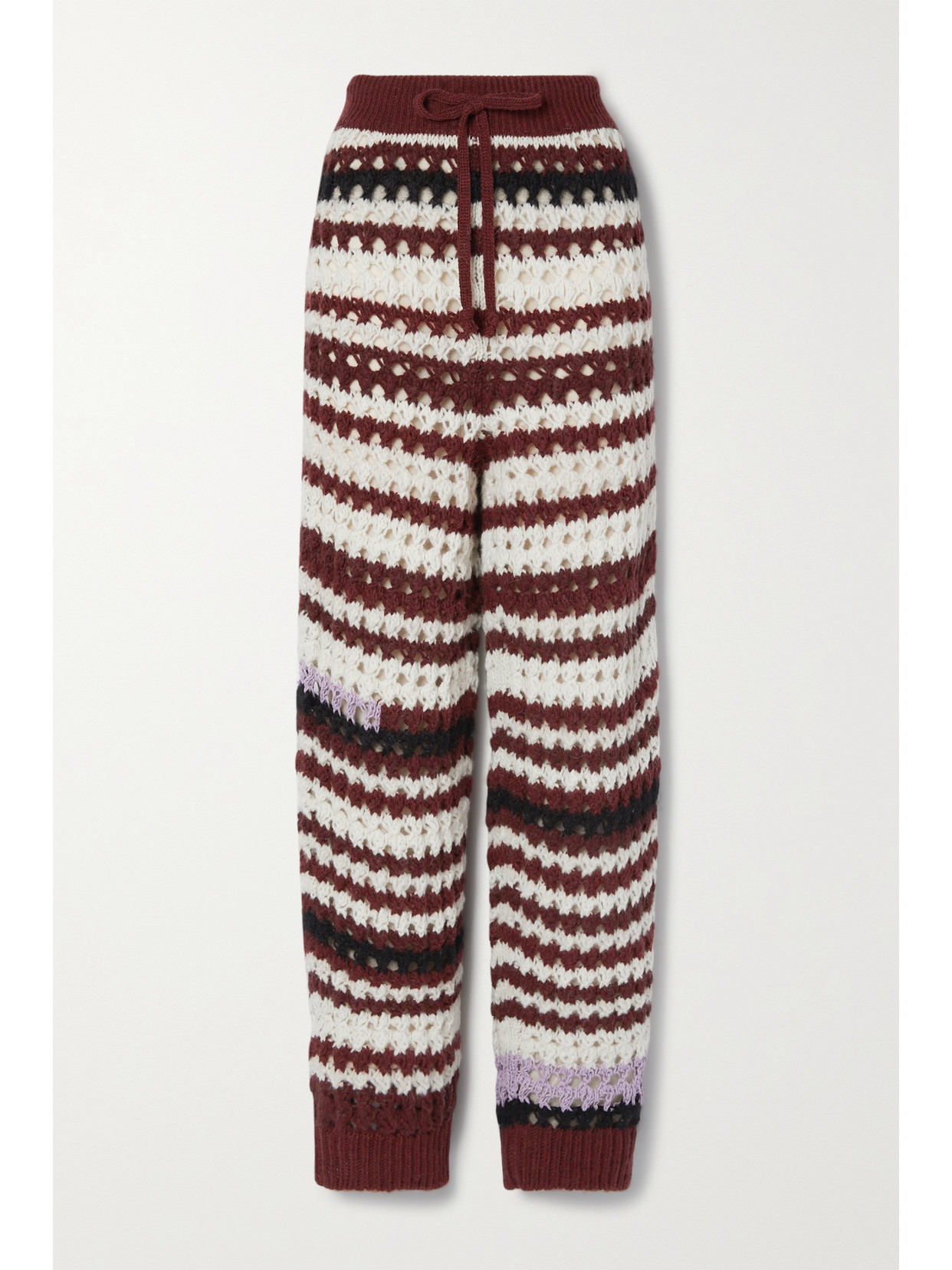 Marni Striped Crochet-knit Straight-leg Pants