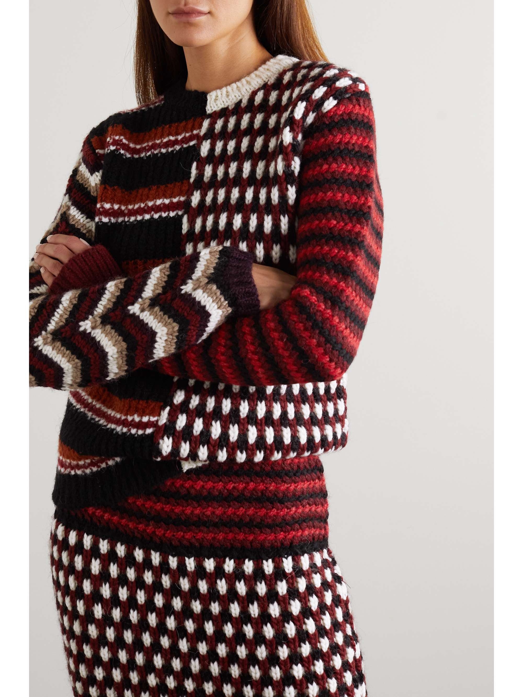 MARNI Patchwork crochetknit sweater NETAPORTER