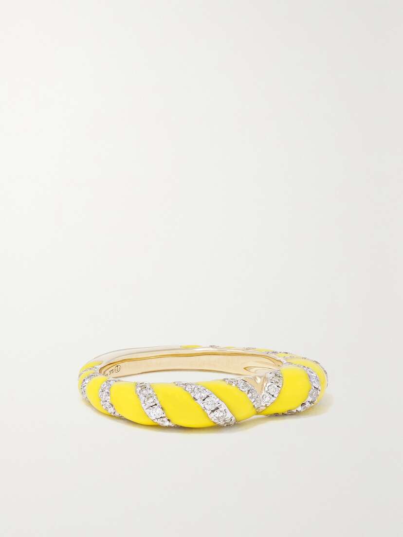 Yvonne Léon 9-karat Gold, Enamel And Diamond Ring